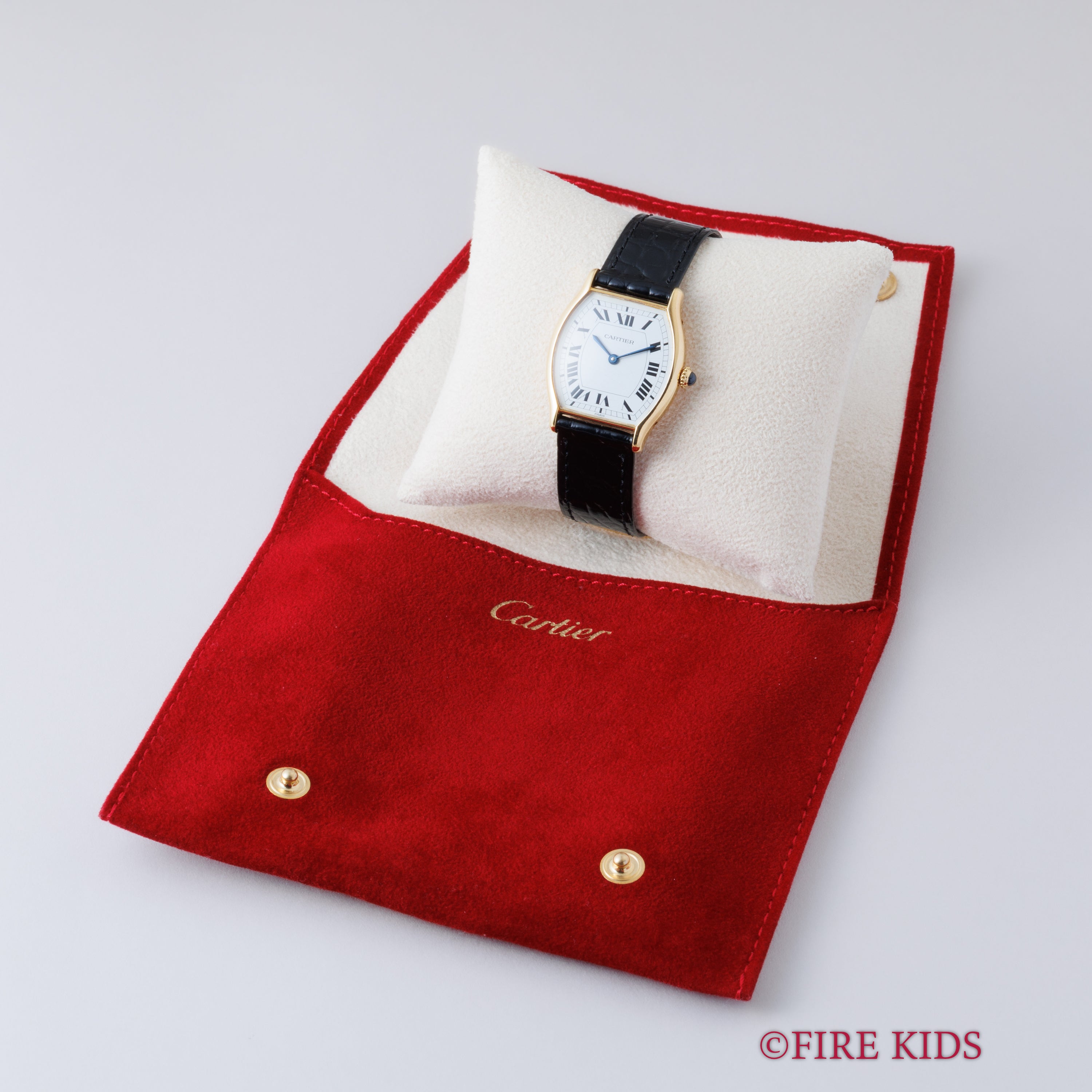 カルティエ トーチュ 18KYG 1980年代製 パリスダイヤル 純正18金無垢Dバックル 純正革ベルト