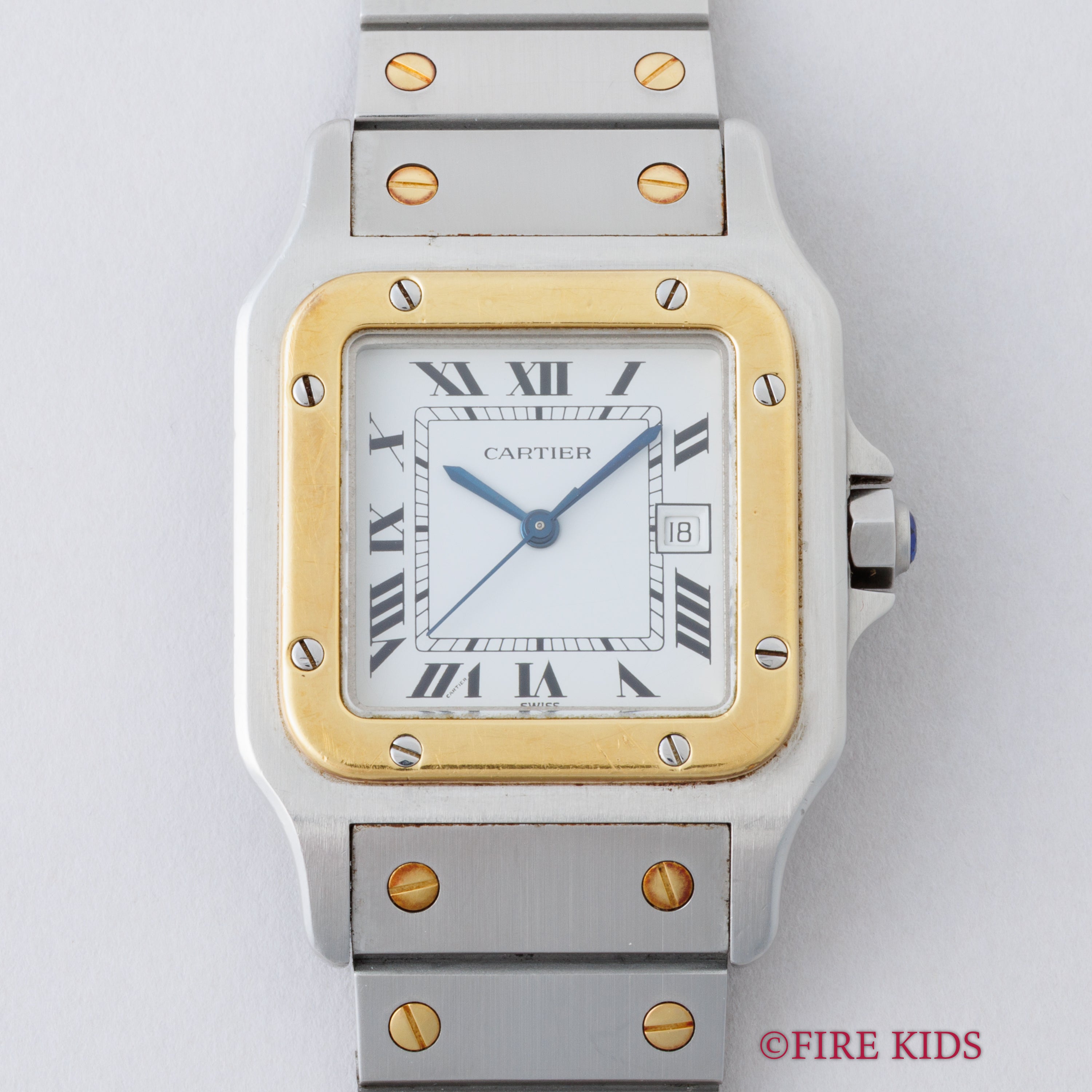 カルティエ サントス LMサイズ コンビ 自動巻き 1980年代製 ホワイトローマン