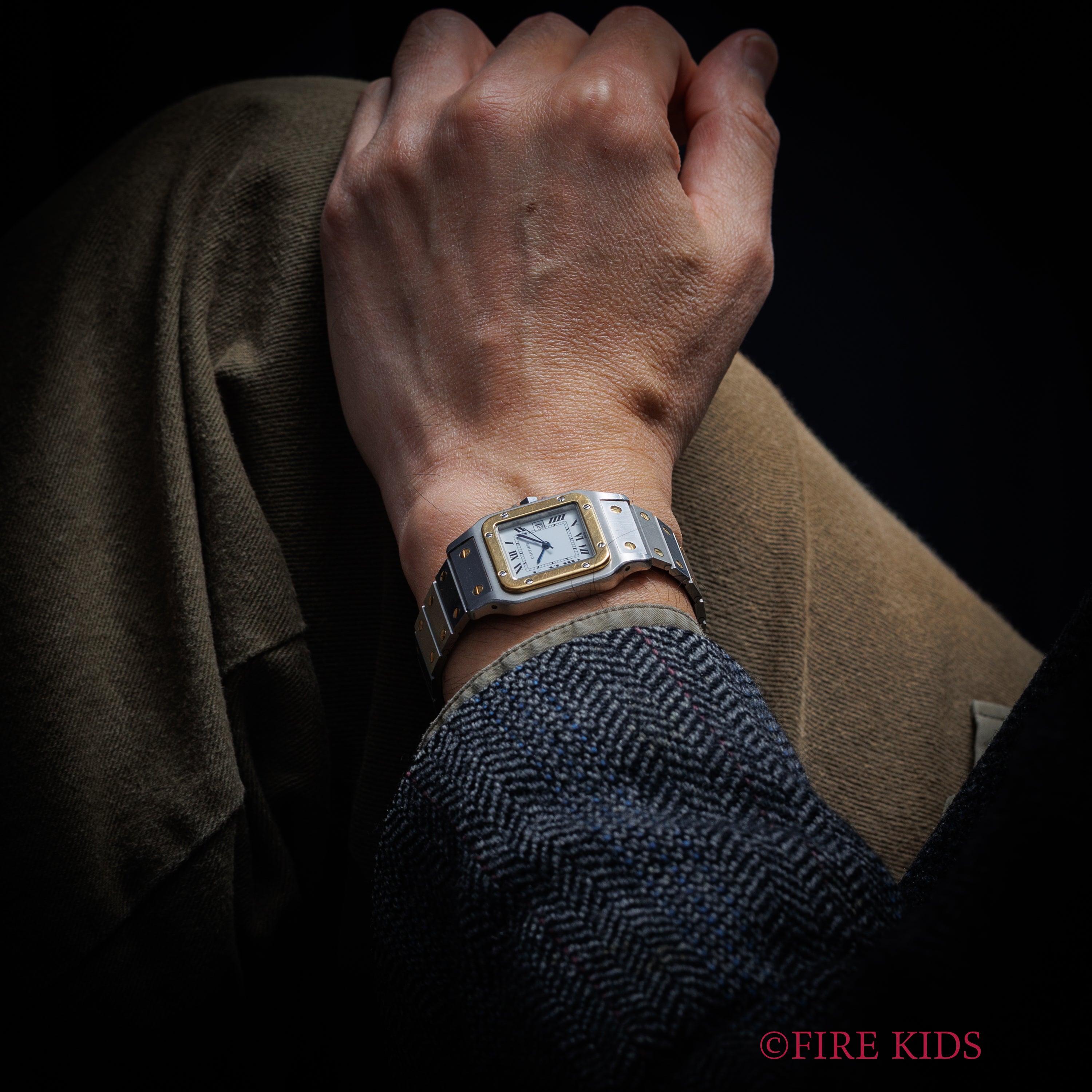 カルティエ サントス LMサイズ コンビ 自動巻き 1980年代製 ホワイトローマン