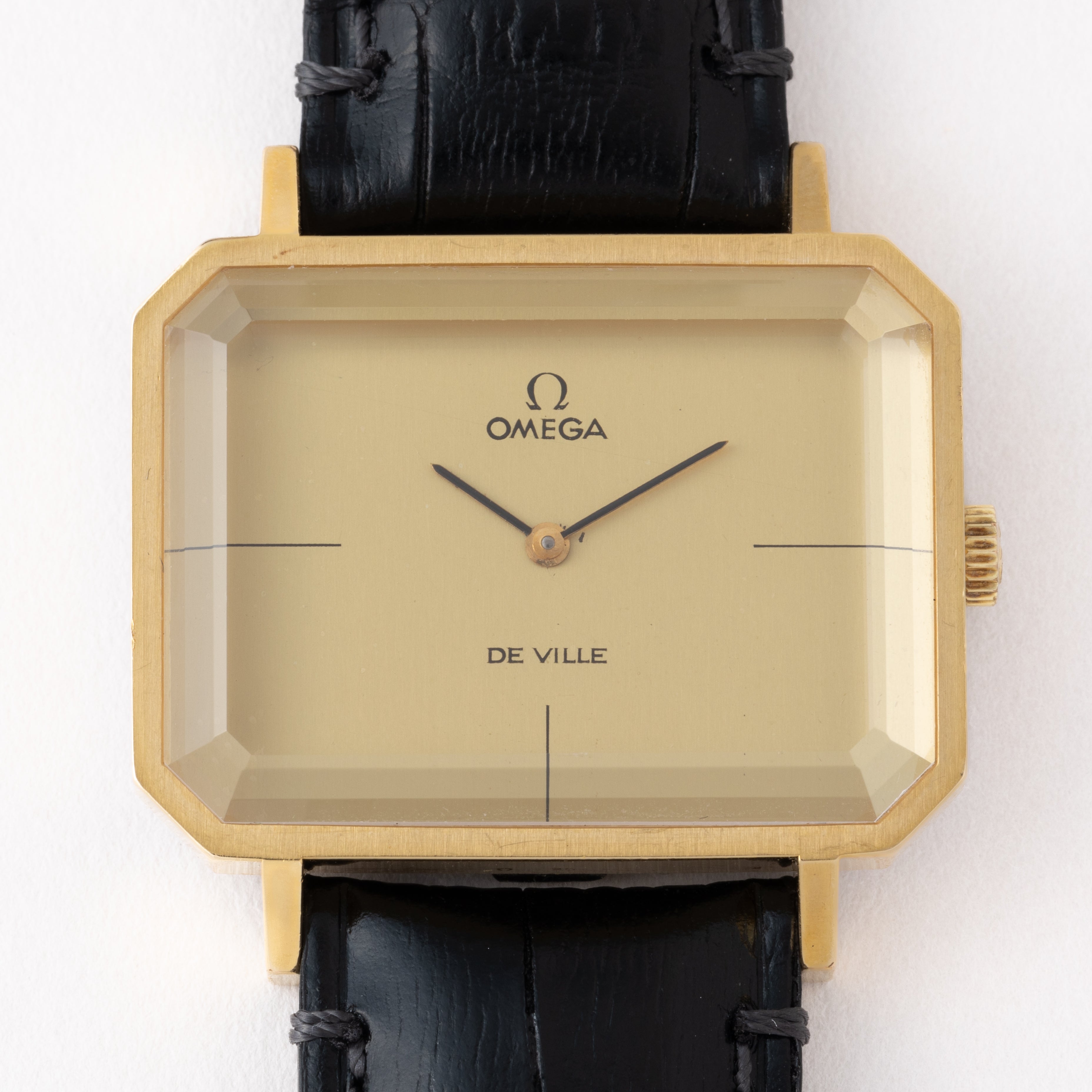 オメガ デ・ヴィル 角型 金張り 1973年製 手巻き Ref.5110379 カットガラス