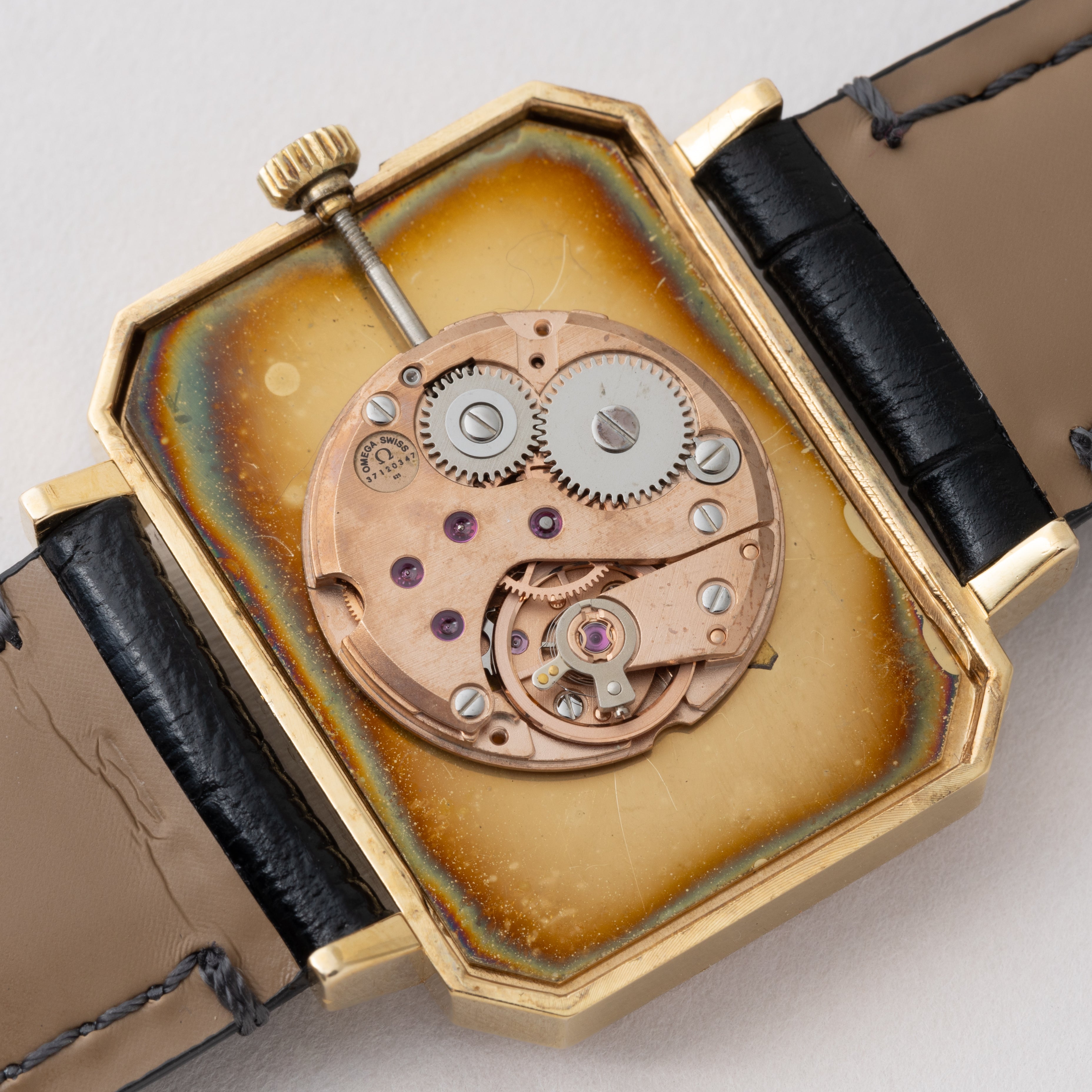 オメガ デ・ヴィル 角型 金張り 1973年製 手巻き Ref.5110379 カットガラス