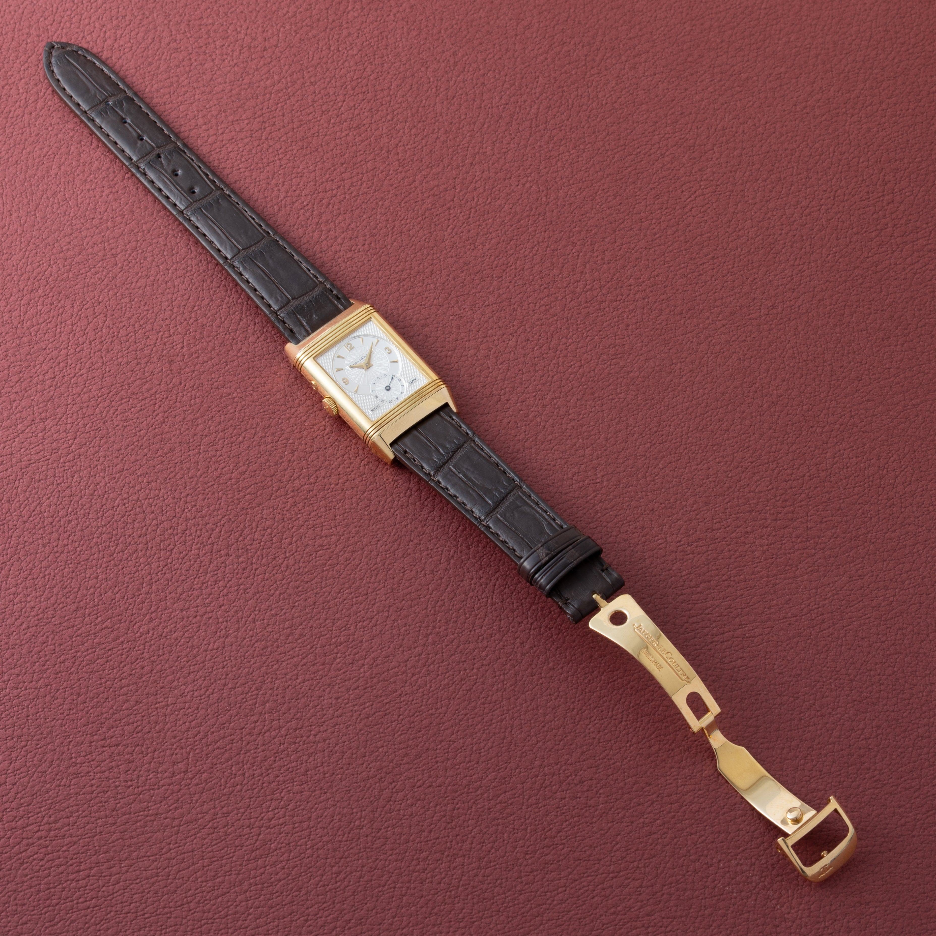 ジャガールクルト レベルソ デュオ ナイト&デイ1990年代後半製 18金無垢 Ref.270.140.542B 純正Dバックル 箱、ギャラ付き