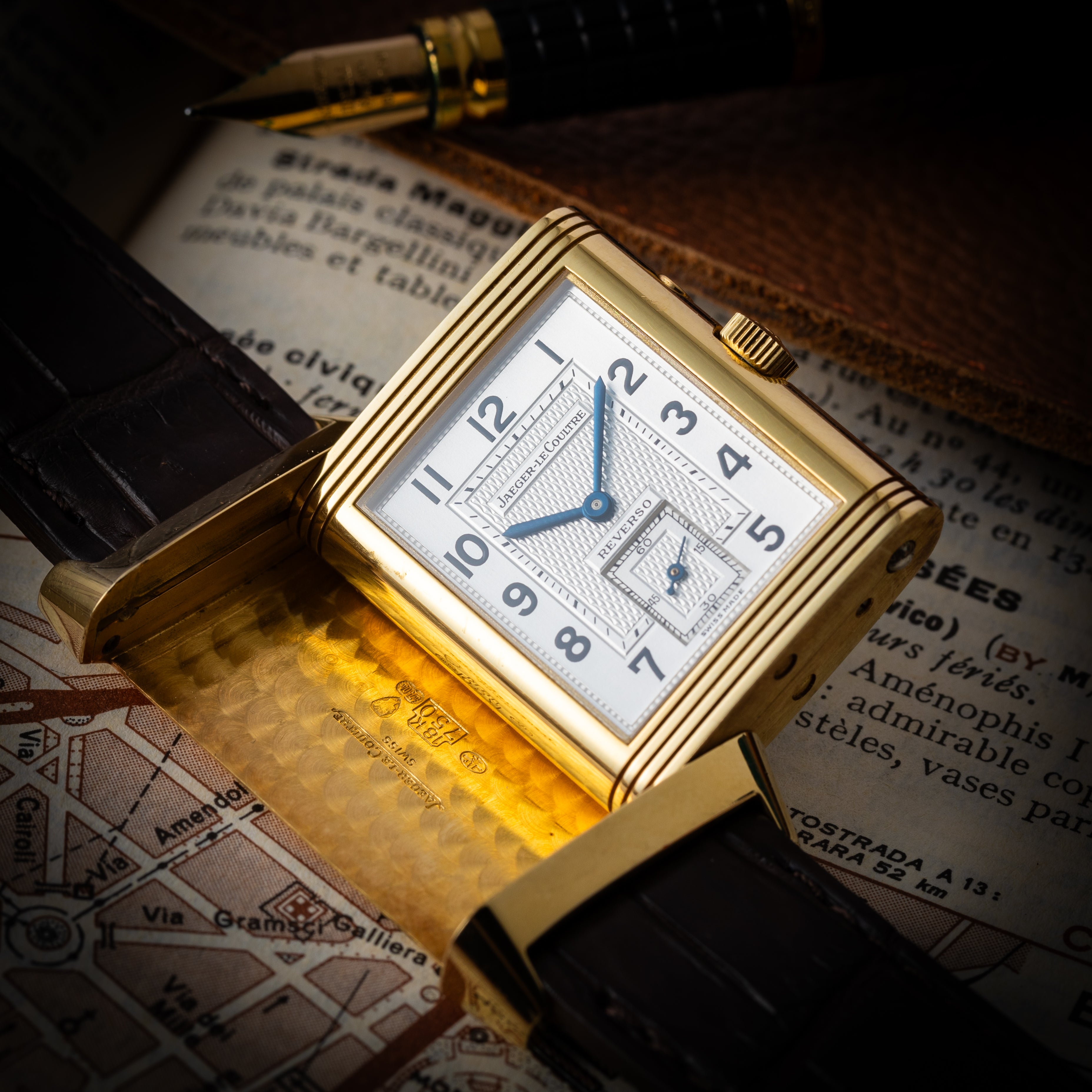 ジャガールクルト レベルソ デュオ ナイト&デイ1990年代後半製 18金無垢 Ref.270.140.542B 純正Dバックル 箱、ギャラ付き