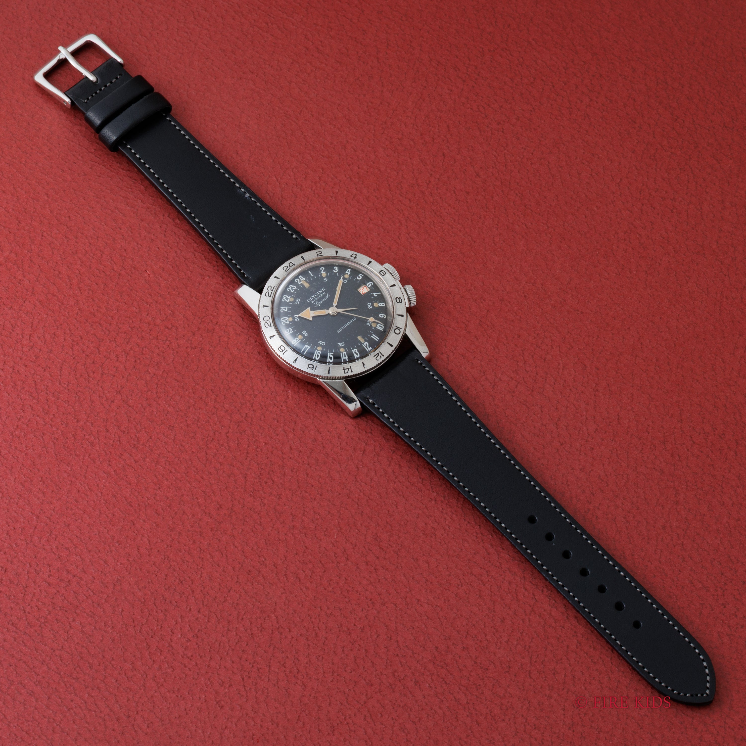 グリシン エアマン スペシャル 24時間時計 1960年代製 秒針規制装置 赤カレンダー パイロットウォッチ