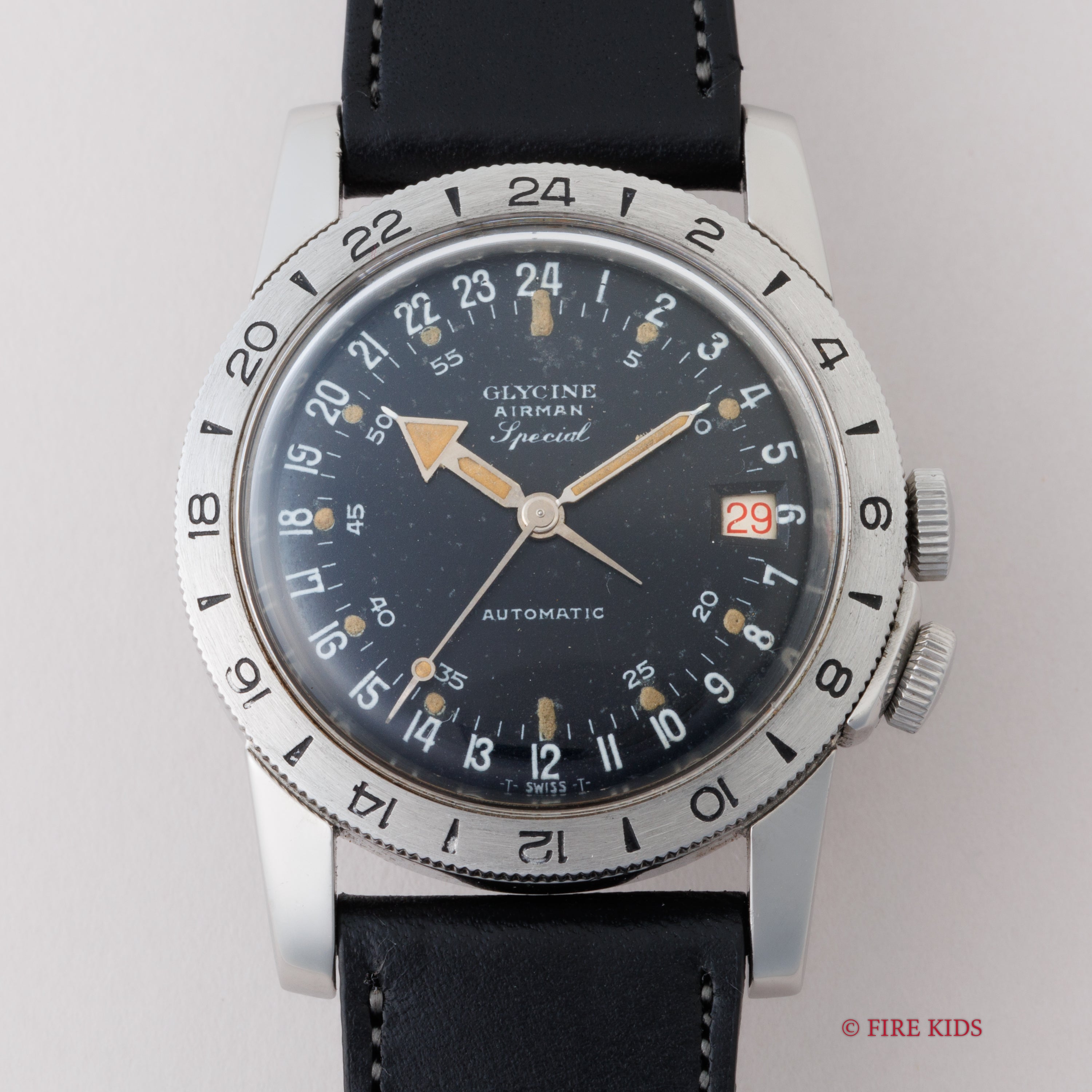 グリシン エアマン スペシャル 24時間時計 1960年代製 秒針規制装置 赤カレンダー パイロットウォッチ