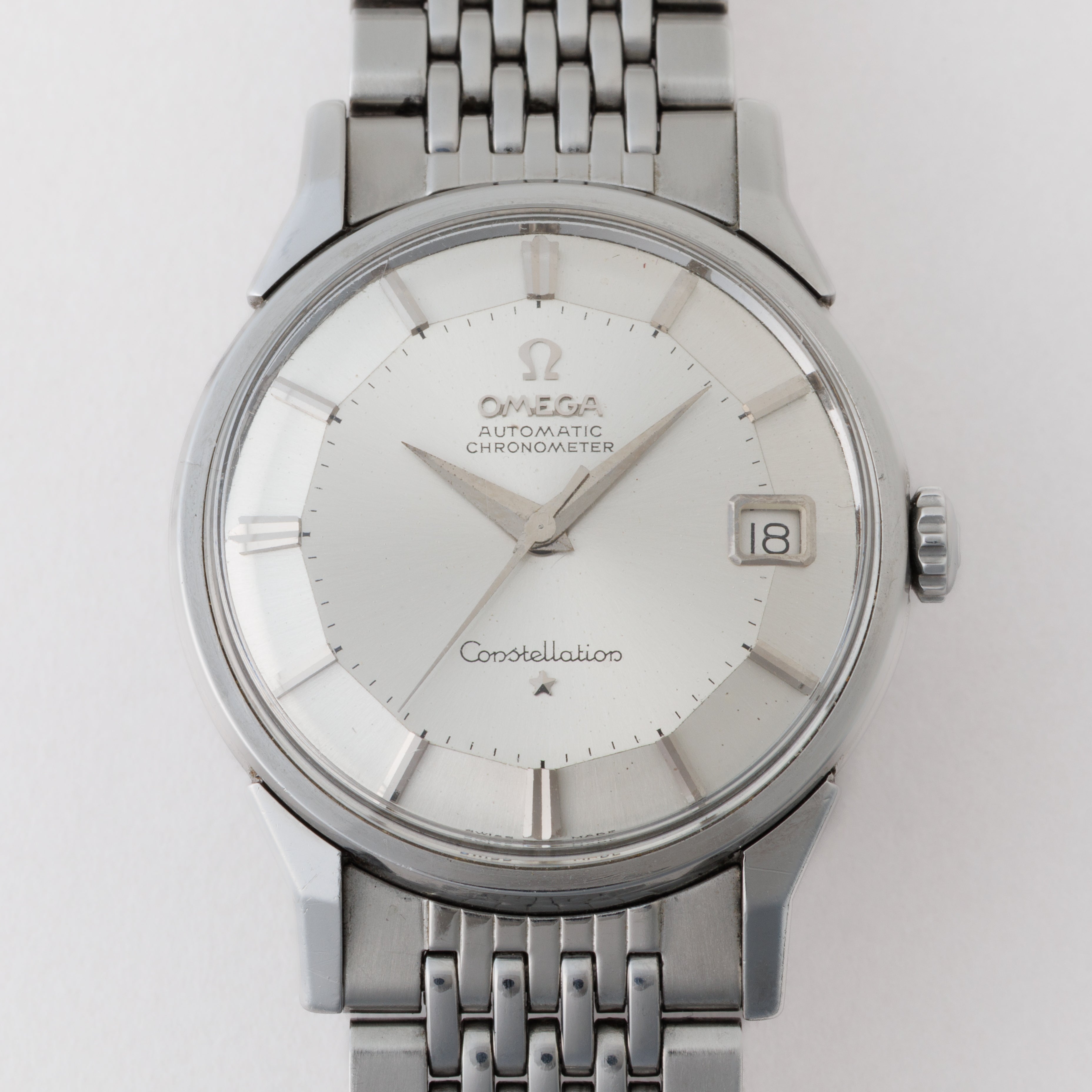 オメガ コンステレーション 12角 1962年製 Ref.14902 62 SC シルバーダイヤル 純正ブレス 純正革ベルト付き