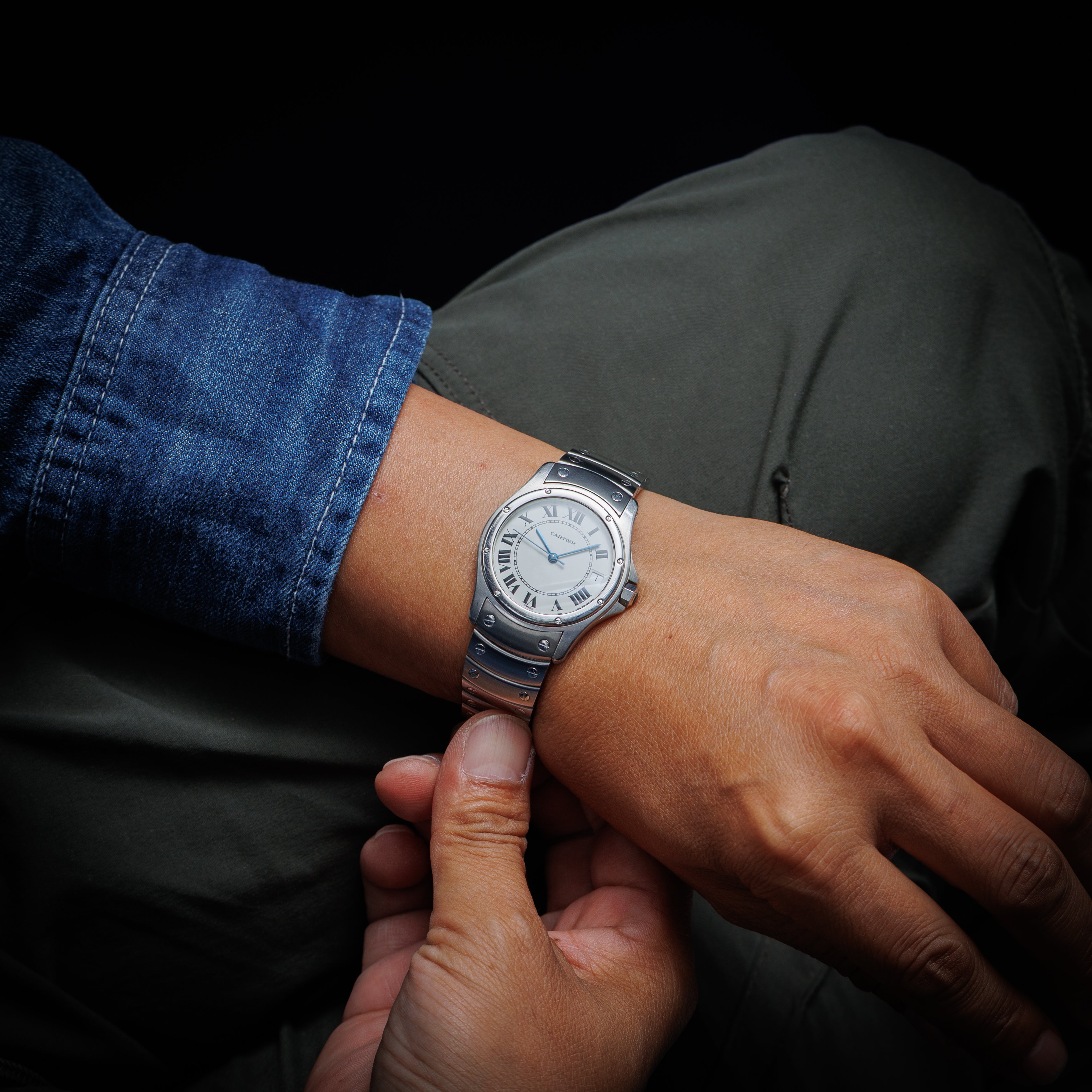 カルティエ サントス ロンド LMサイズ 自動巻き 1990年代製 ホワイトローマンダイヤル