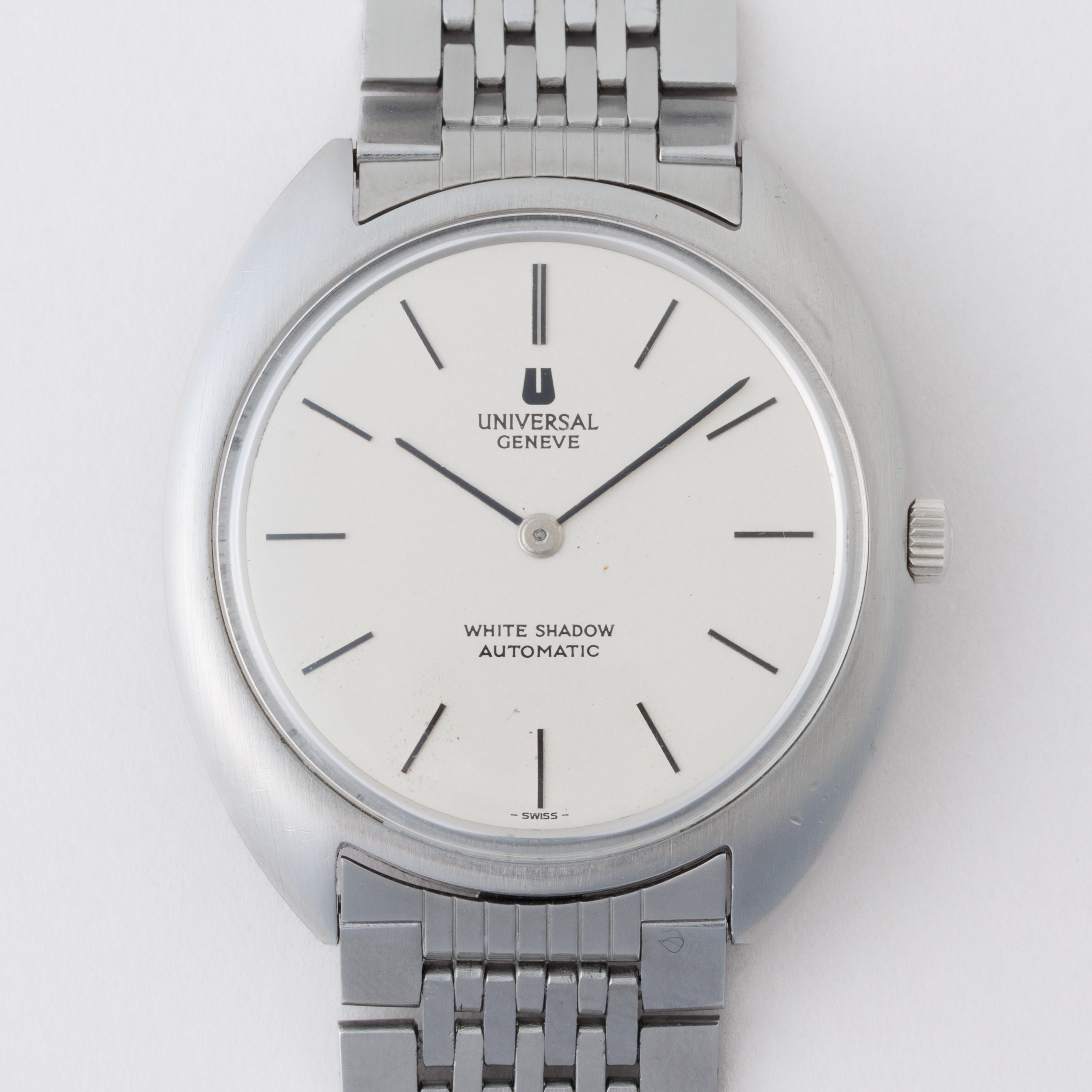 ユニバーサル・ジュネーブ ホワイトシャドウ 1970年代製 マイクローター自動巻き 純正ブレス