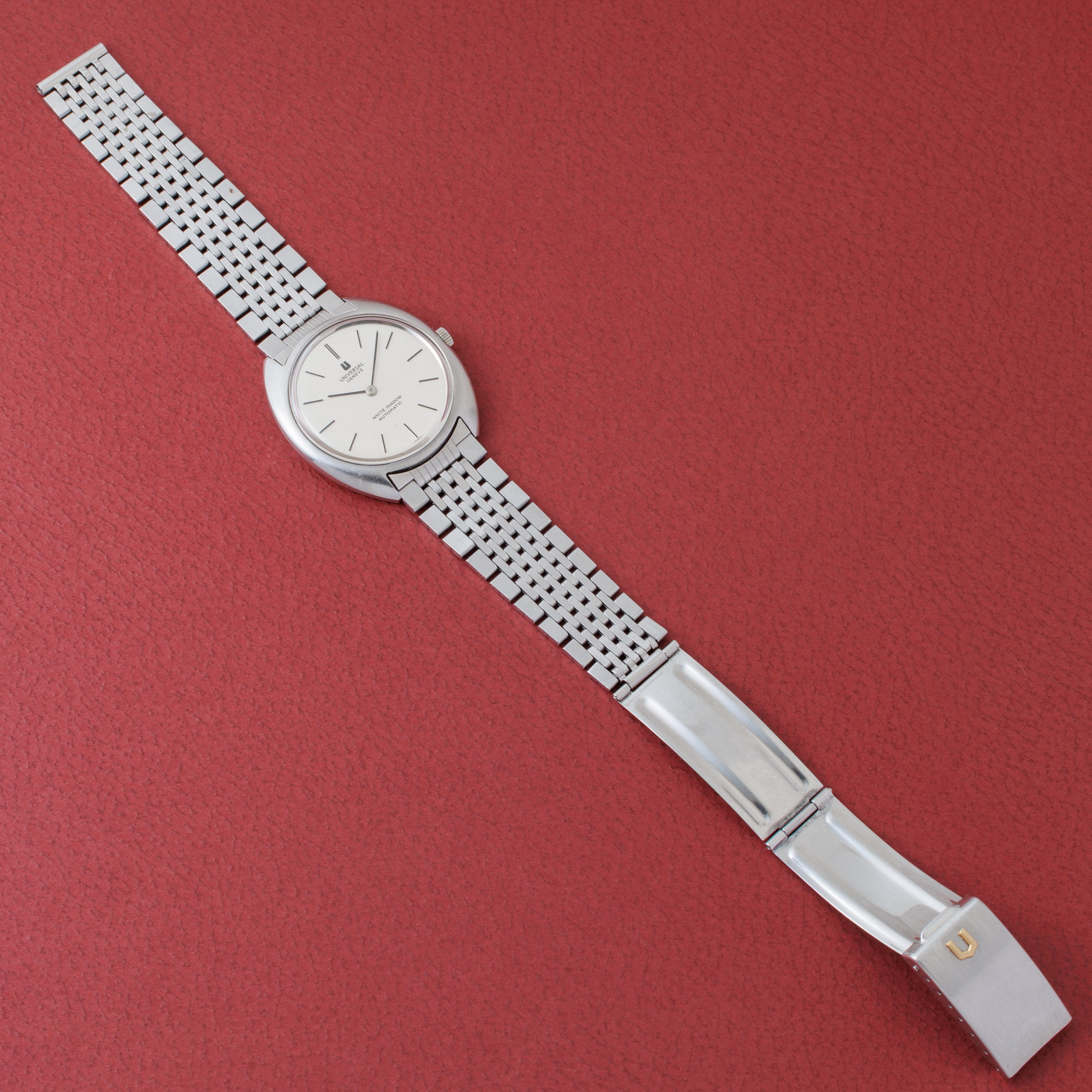 ユニバーサル・ジュネーブ ホワイトシャドウ 1970年代製 マイクローター自動巻き 純正ブレス