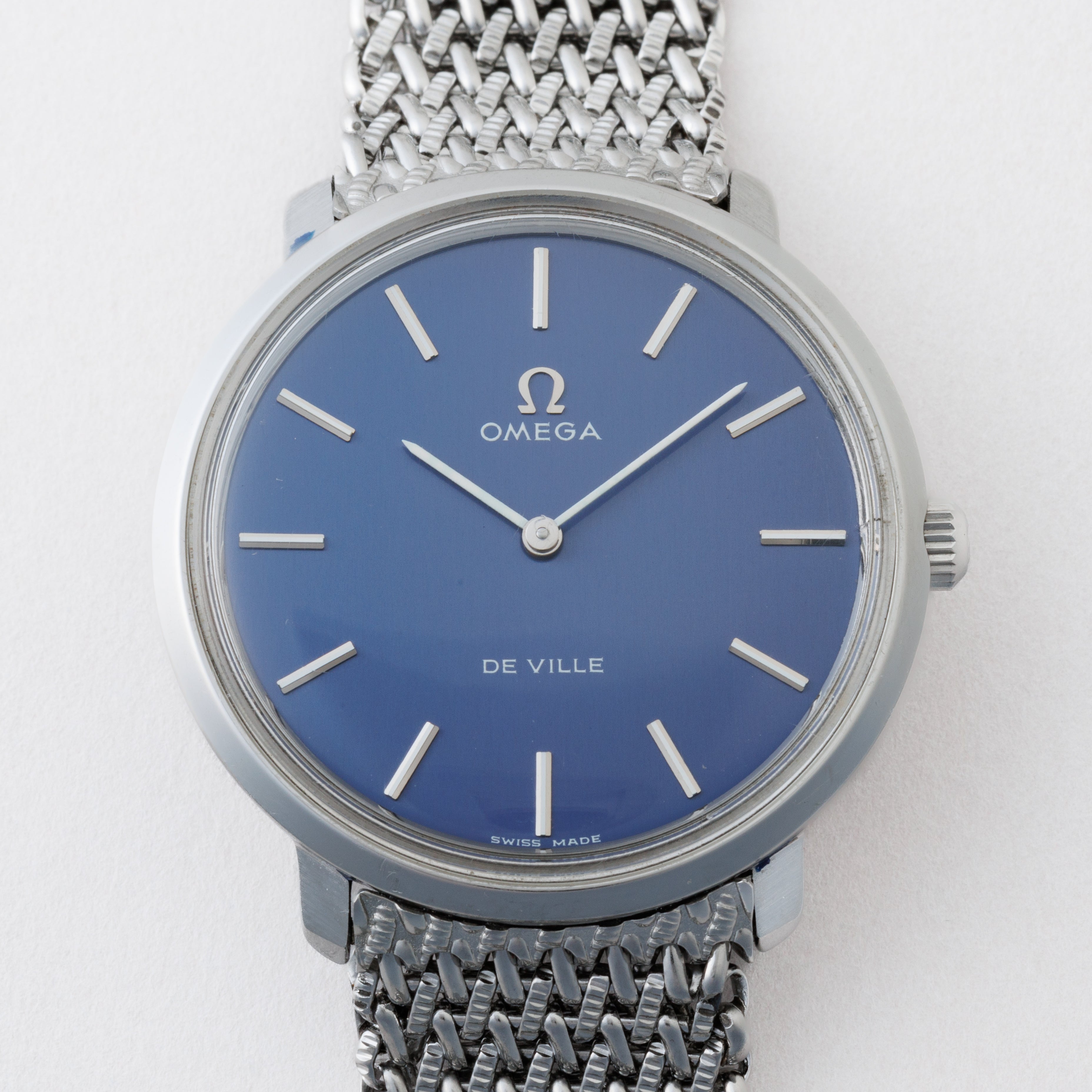 オメガ デ・ヴィル 1971年製 ブルーダイヤル 純正ブレス付き 薄型手巻き