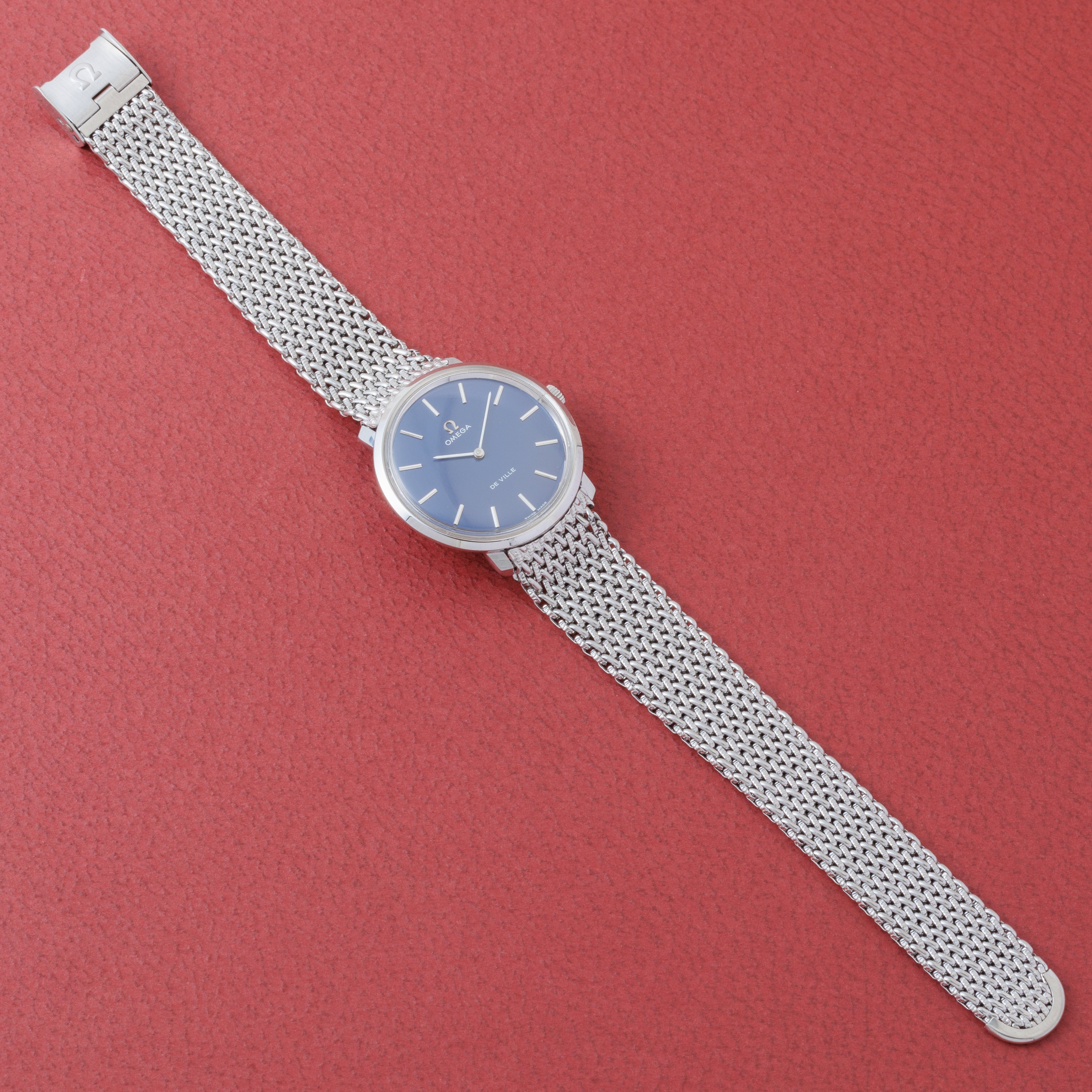 オメガ デ・ヴィル 1971年製 ブルーダイヤル 純正ブレス付き 薄型手巻き