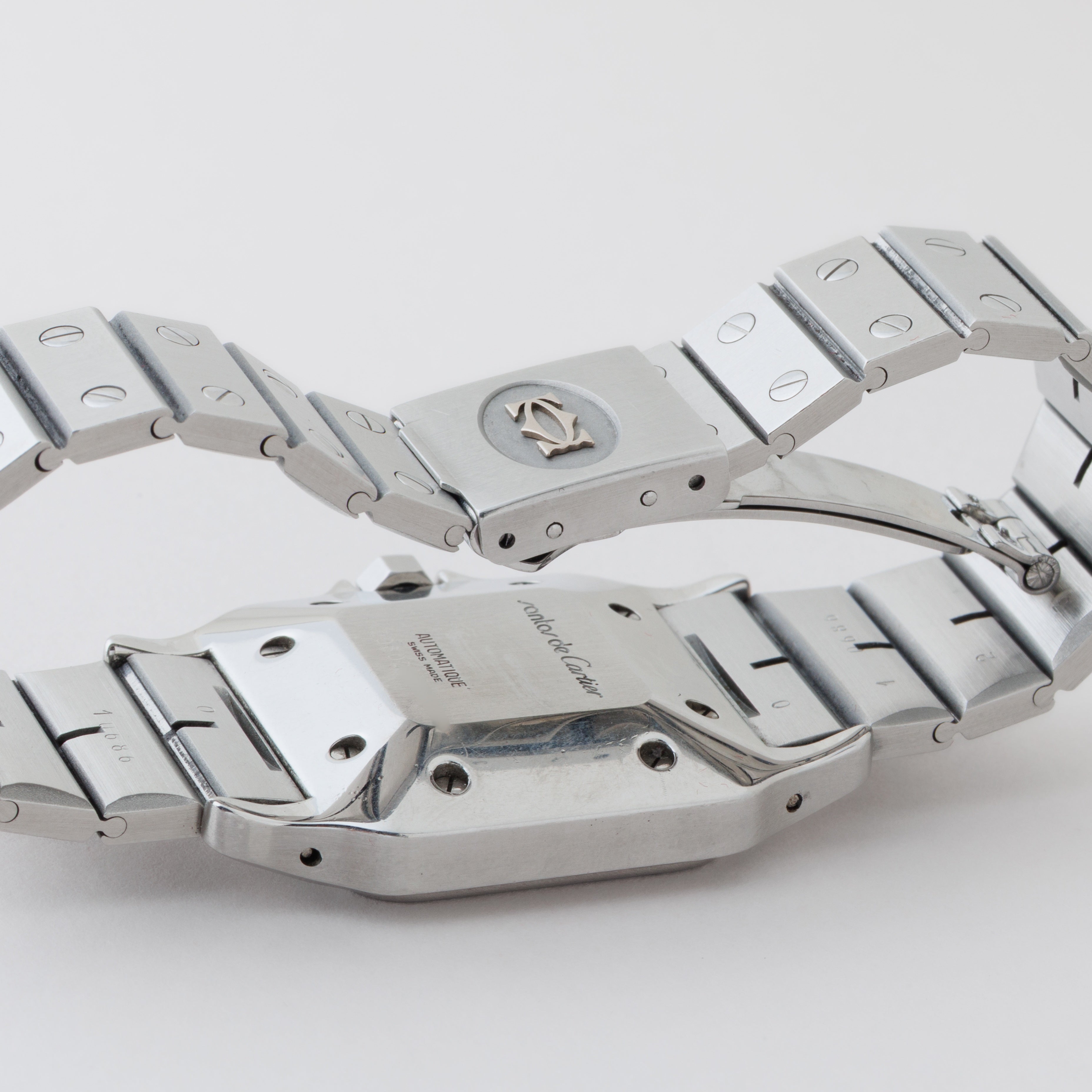 カルティエ サントス LMサイズ 1980年(昭和55年)発行ギャラ付 Ref.2960 ステンレスケース 自動巻き 修理明細 ポーチ付き