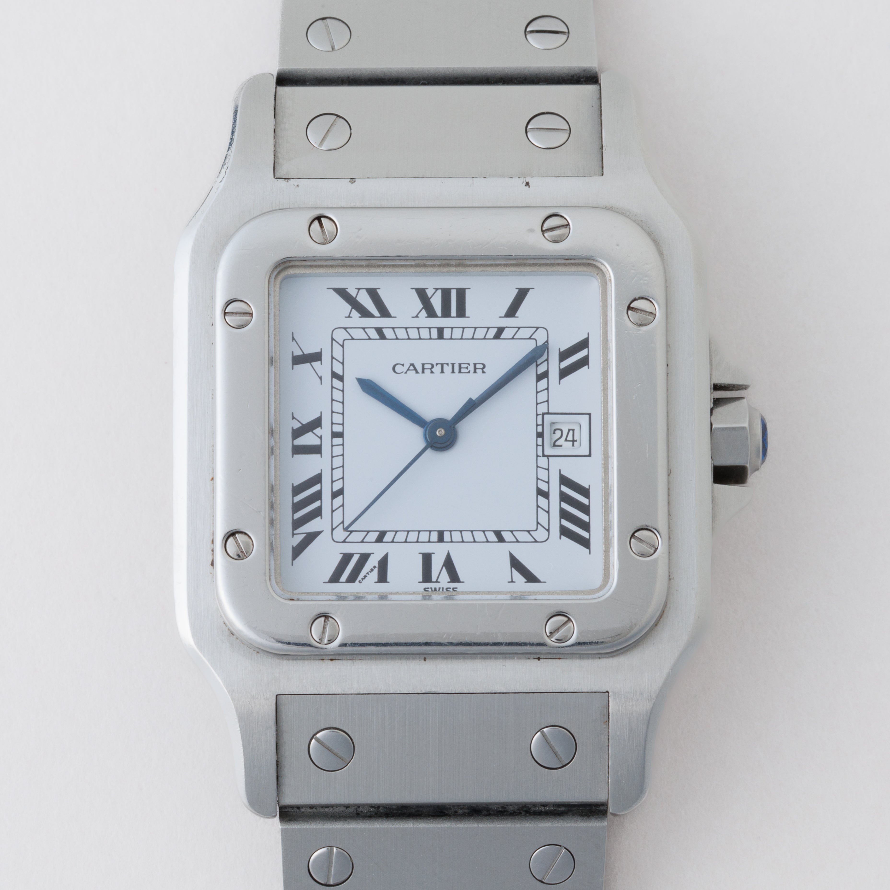 カルティエ サントス LMサイズ 1980年(昭和55年)発行ギャラ付 Ref.2960 ステンレスケース 自動巻き 修理明細 ポーチ付き