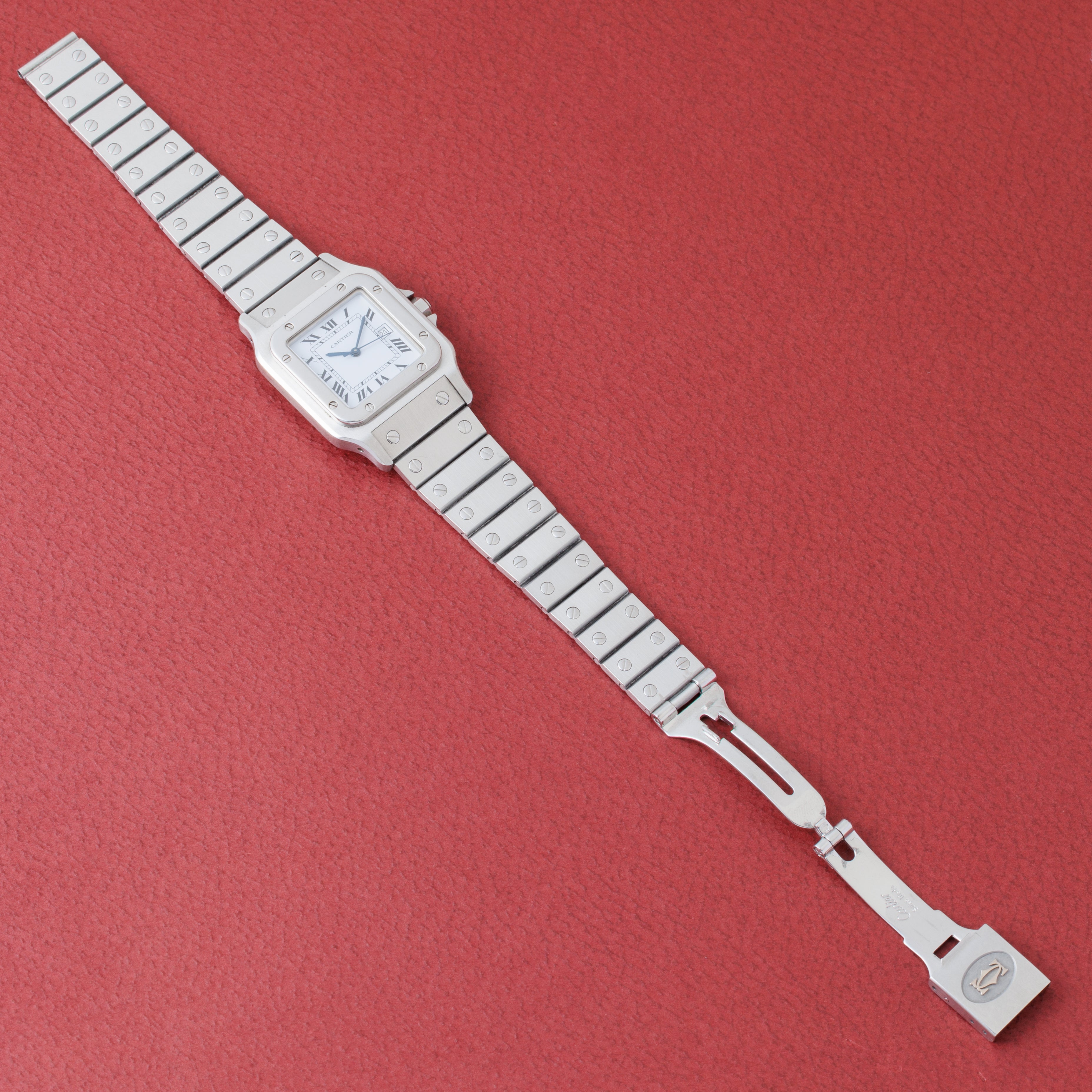 カルティエ サントス LMサイズ 1980年(昭和55年)発行ギャラ付 Ref.2960 ステンレスケース 自動巻き 修理明細 ポーチ付き