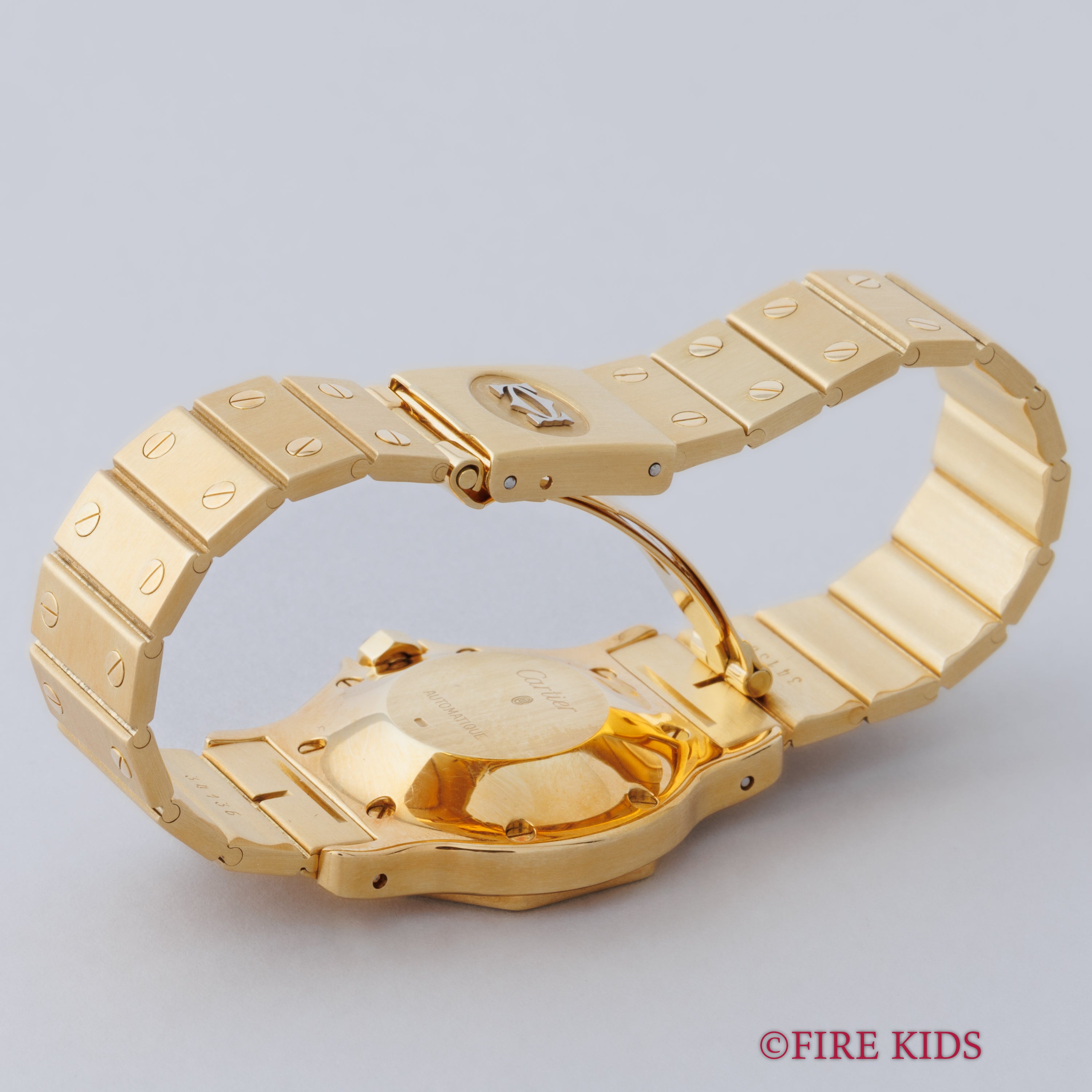 カルティエ 18金無垢サントス オクタゴン LMサイズ 1980年代製 Ref.2965 自動巻 純正金無垢ブレス