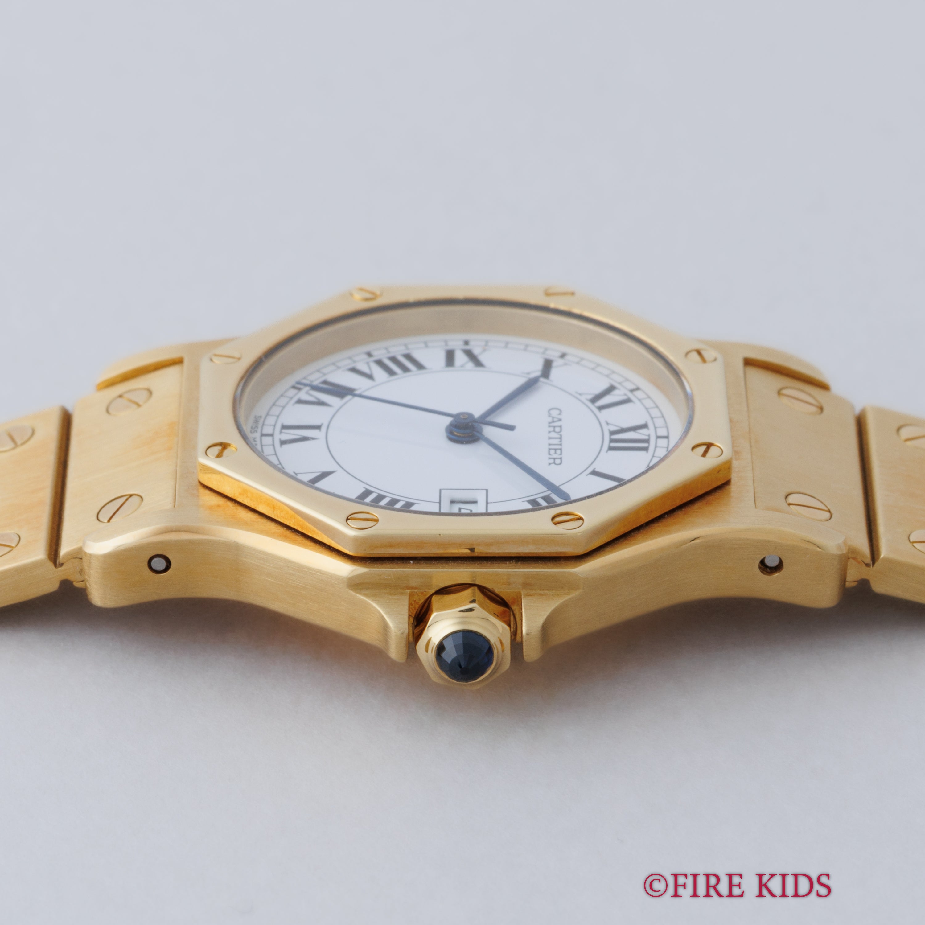 カルティエ 18金無垢サントス オクタゴン LMサイズ 1980年代製 Ref.2965 自動巻 純正金無垢ブレス