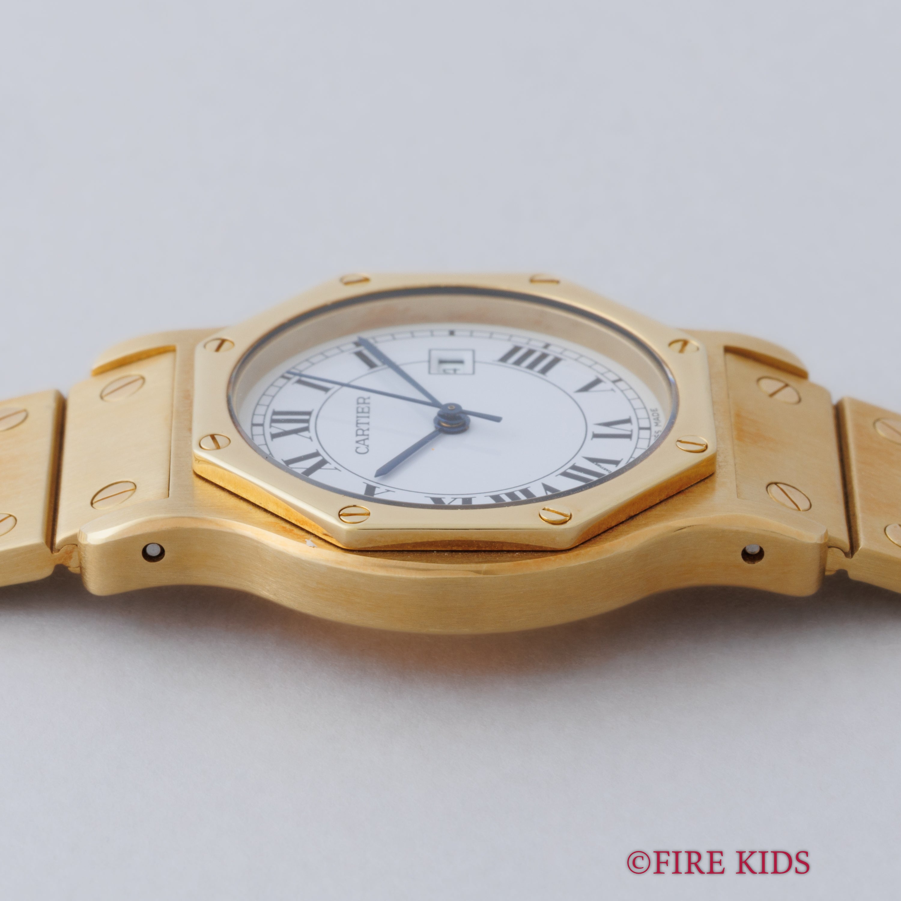 カルティエ 18金無垢サントス オクタゴン LMサイズ 1980年代製 Ref.2965 自動巻 純正金無垢ブレス