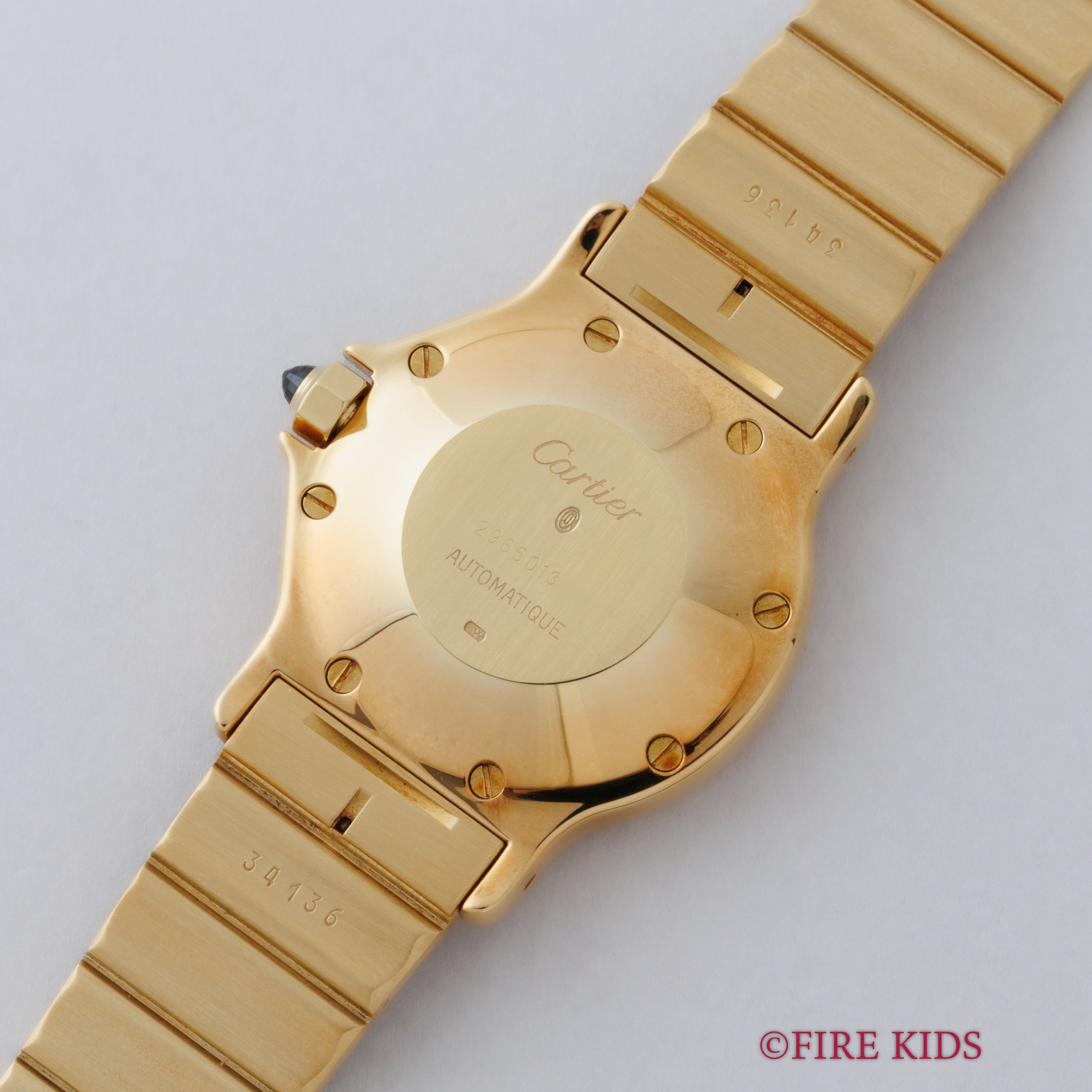 カルティエ 18金無垢サントス オクタゴン LMサイズ 1980年代製 Ref.2965 自動巻 純正金無垢ブレス