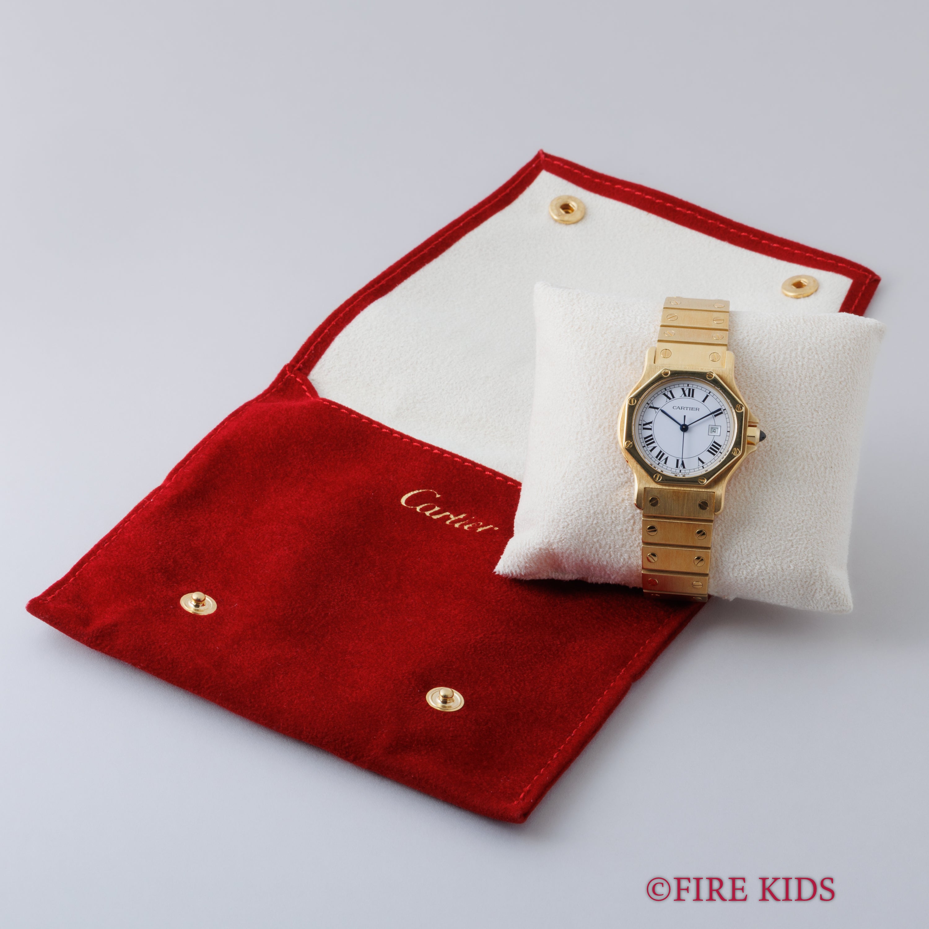 カルティエ 18金無垢サントス オクタゴン LMサイズ 1980年代製 Ref.2965 自動巻 純正金無垢ブレス