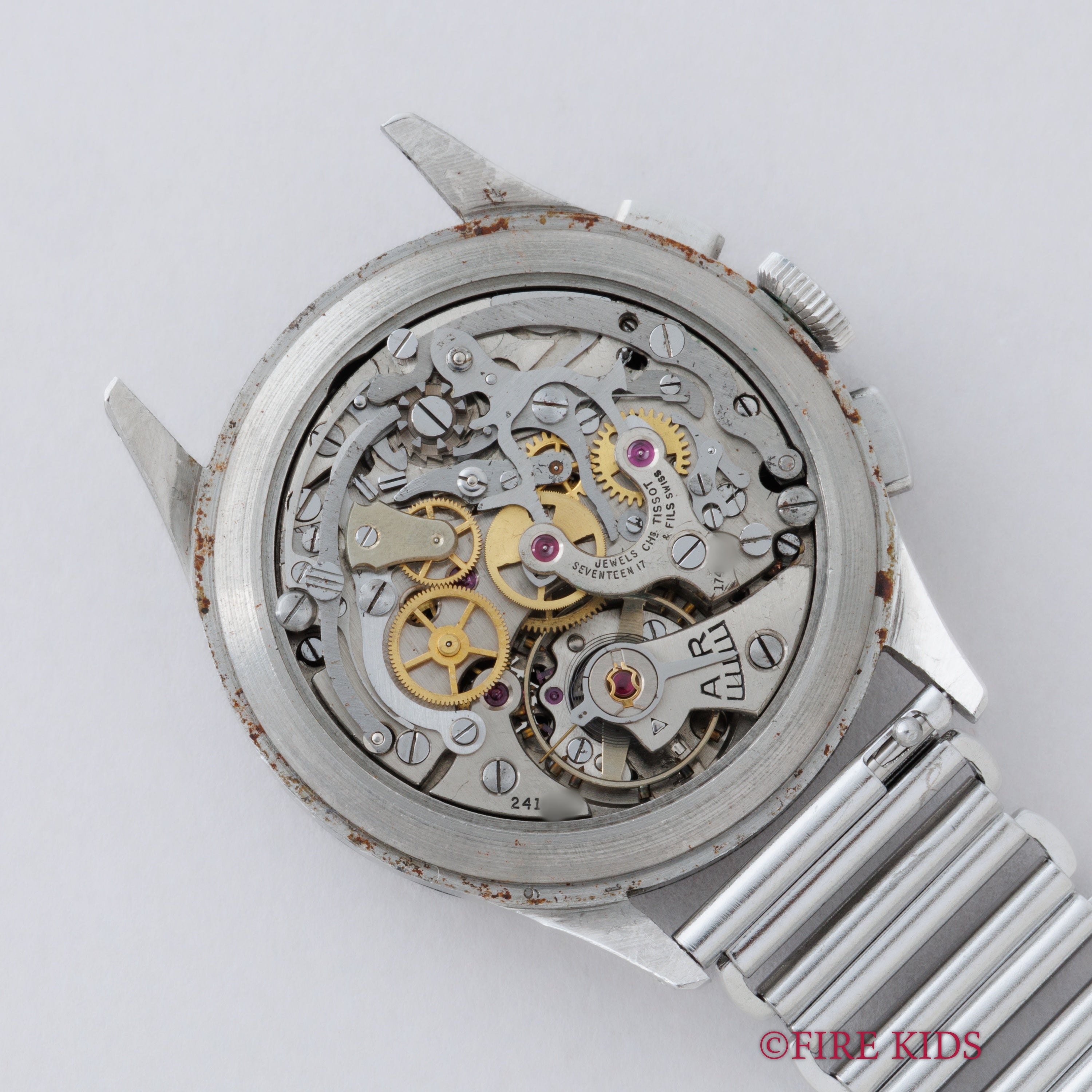 ティソ クロノグラフ 手巻き 1950年代製 Ref.6215-4 Cal.27-41H SS 飛びアラビアダイヤル