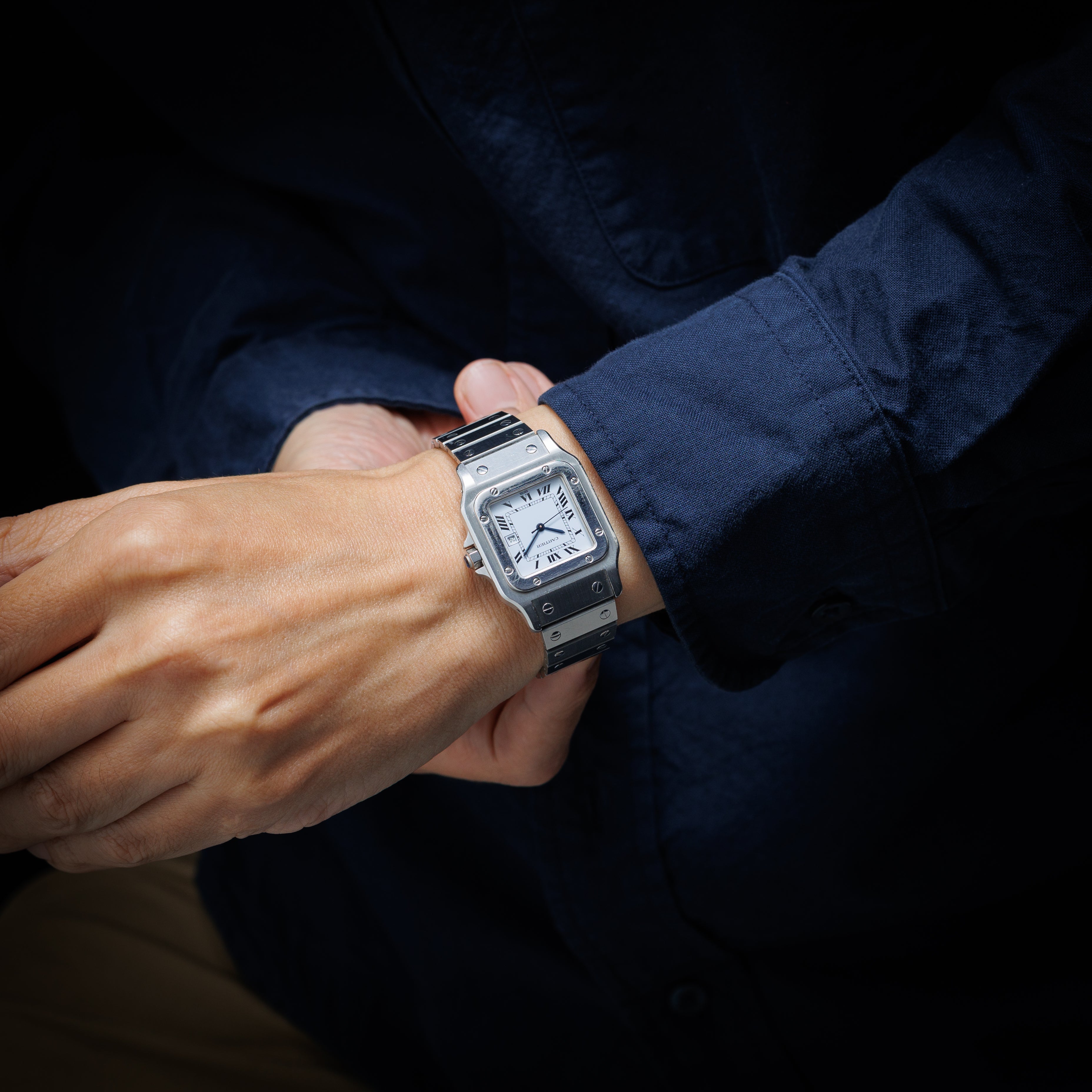 カルティエ サントス LMサイズ 1980年(昭和55年)発行ギャラ付 Ref.2960 ステンレスケース 自動巻き 修理明細 ポーチ付き