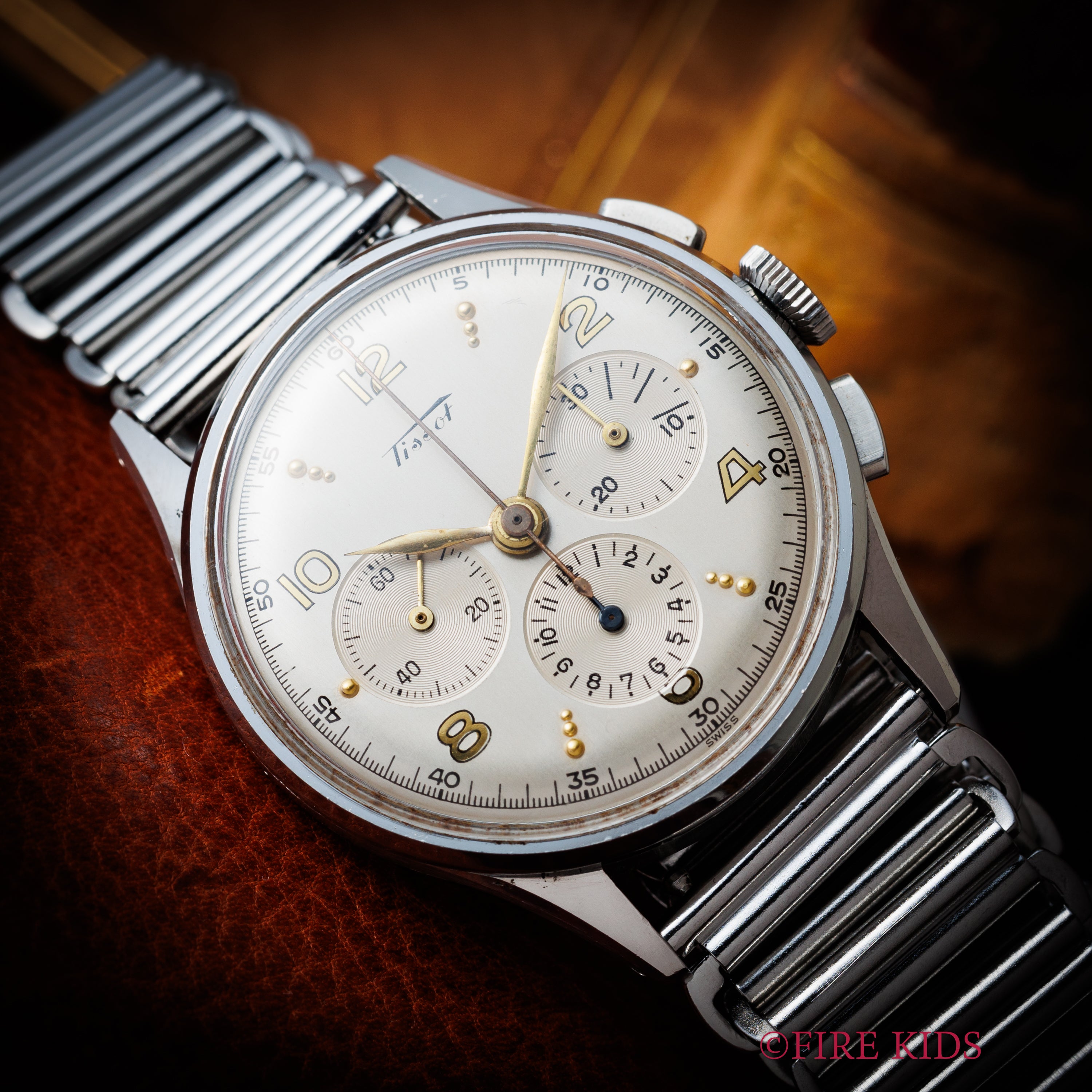 ティソ クロノグラフ 手巻き 1950年代製 Ref.6215-4 Cal.27-41H SS 飛びアラビアダイヤル