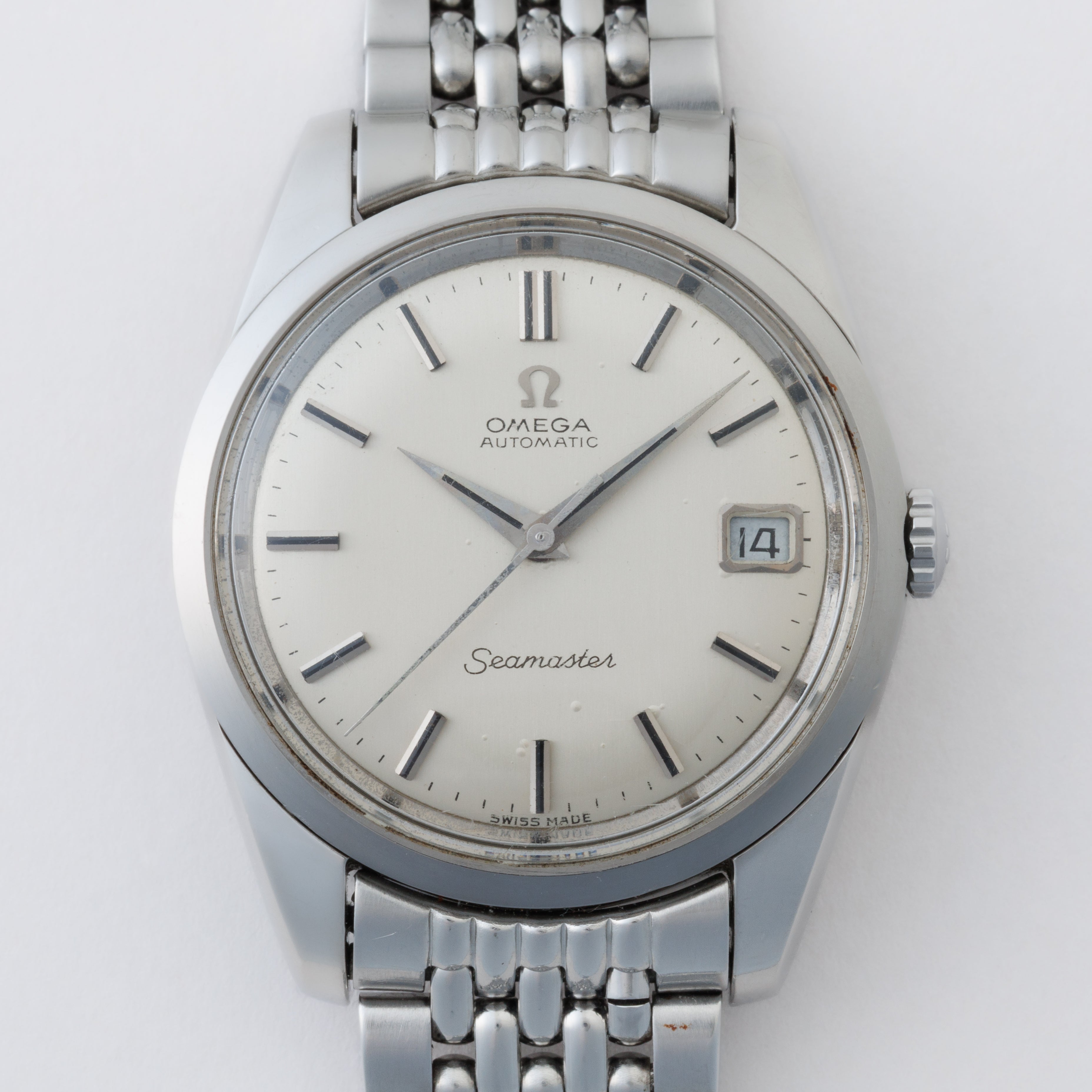 オメガ シーマスター 1966年製 Ref.166.010 シルバーダイヤル 純正ライスブレス