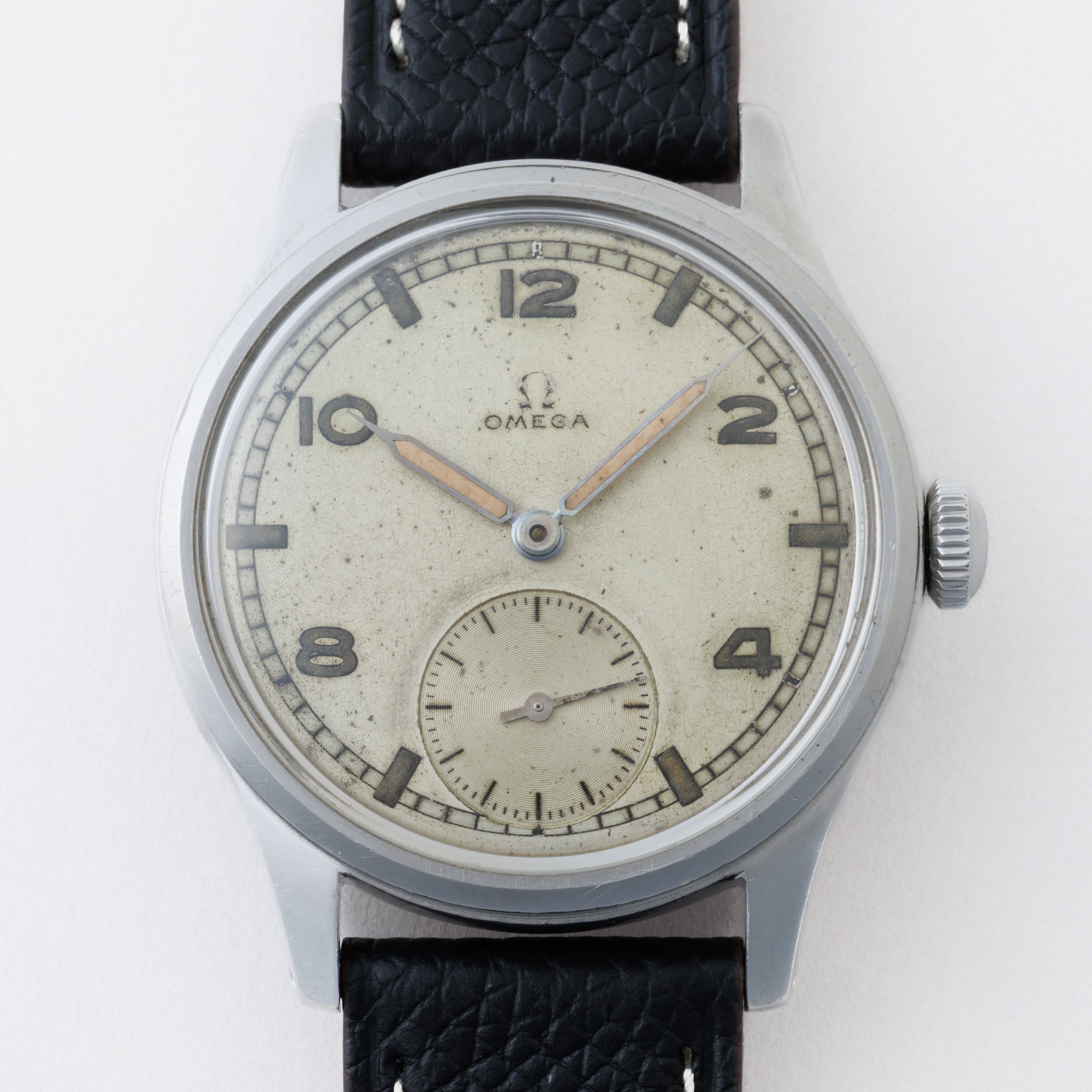 オメガ 30mmキャリバー 1944~1946年製 別作スケルトンバック 手巻き Cal.30T2 飛びアラビアダイヤル