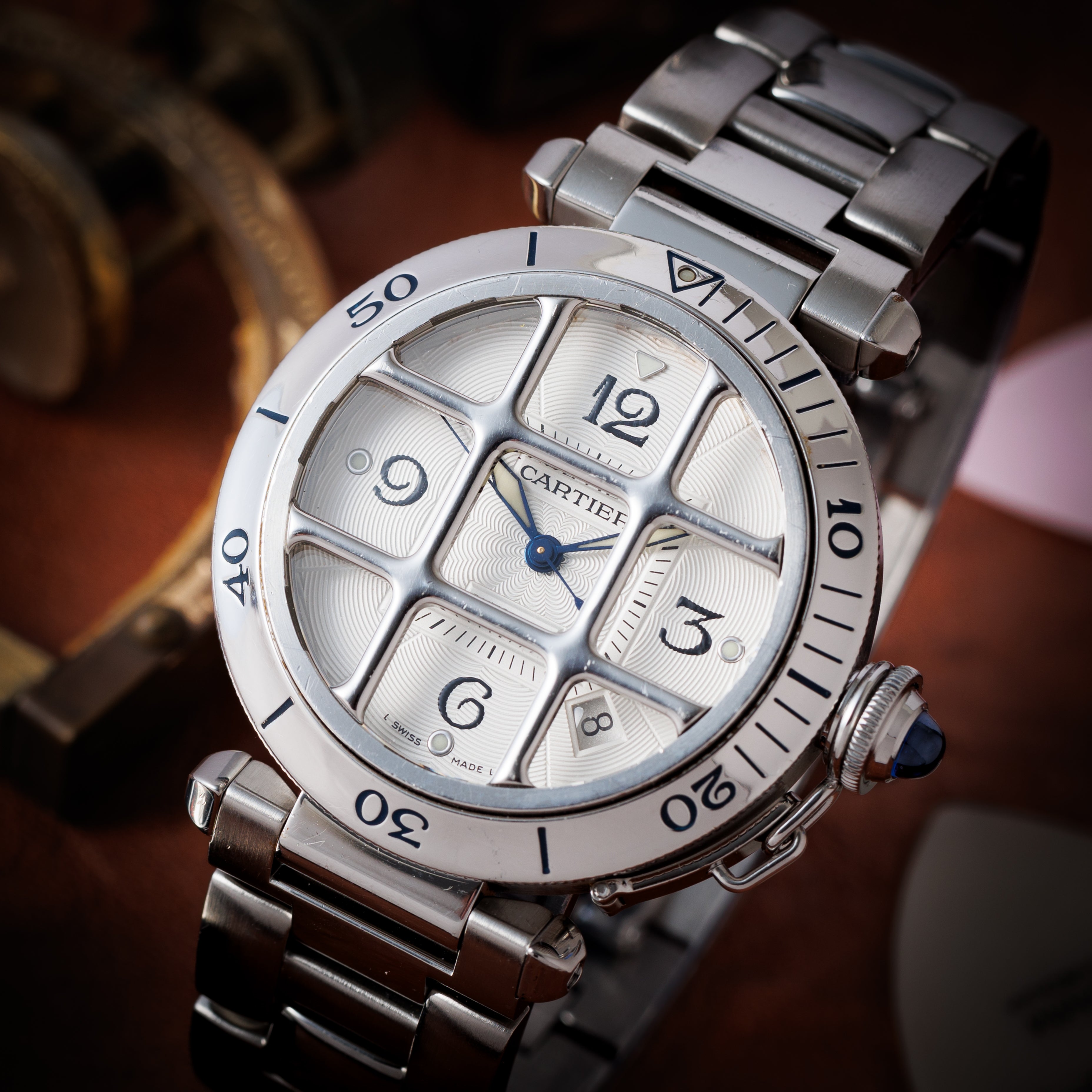カルティエ パシャグリッド 1990年代製 Ref.W3104055 ホワイトダイヤル