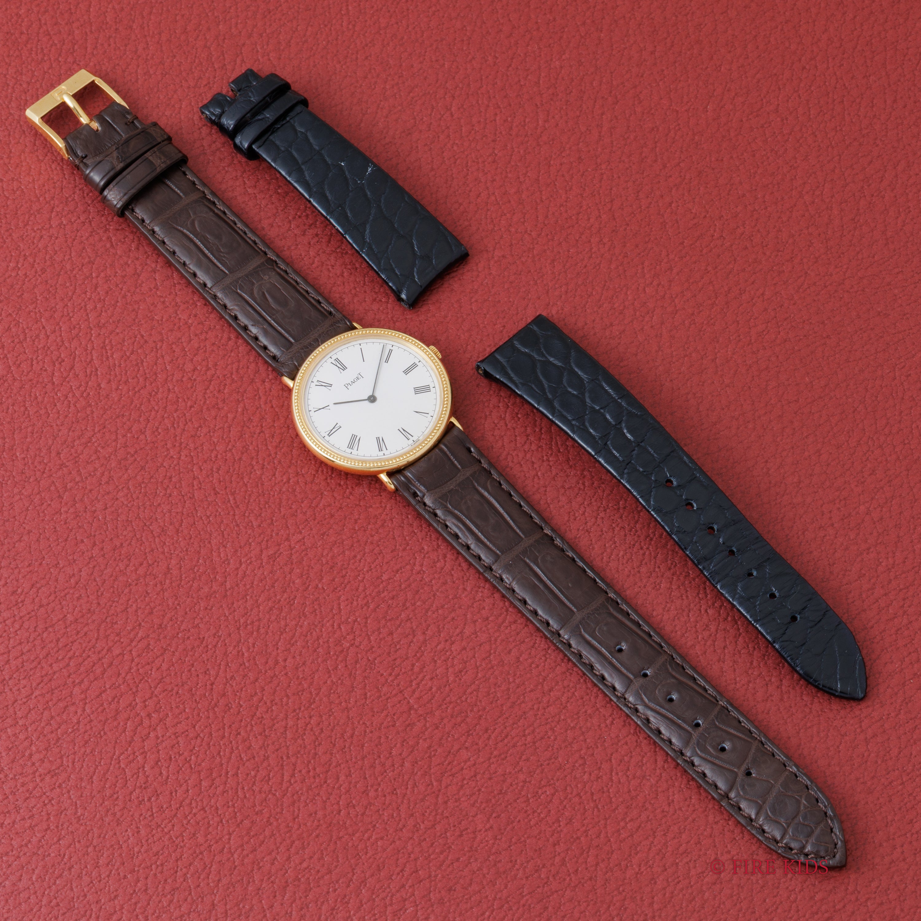 ピアジェ 1970年代製 18金イエローゴールド ホワイトローマン 純正金無垢尾錠付き 手巻き