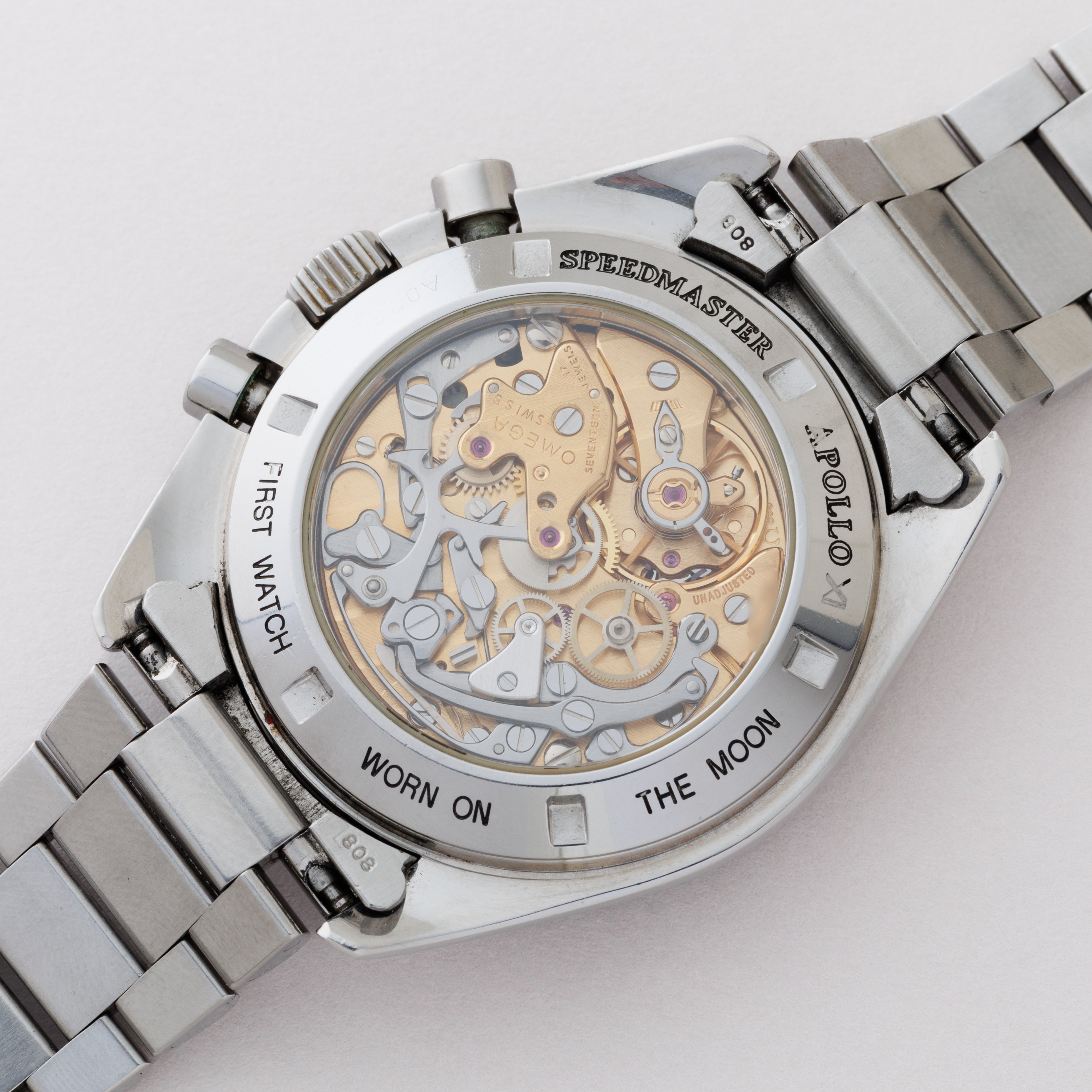 オメガ スピードマスタープロフェッショナル 1990年代製 Ref.ST345.0808 5th 下がりr 箱、ギャラ付き 裏スケルトン