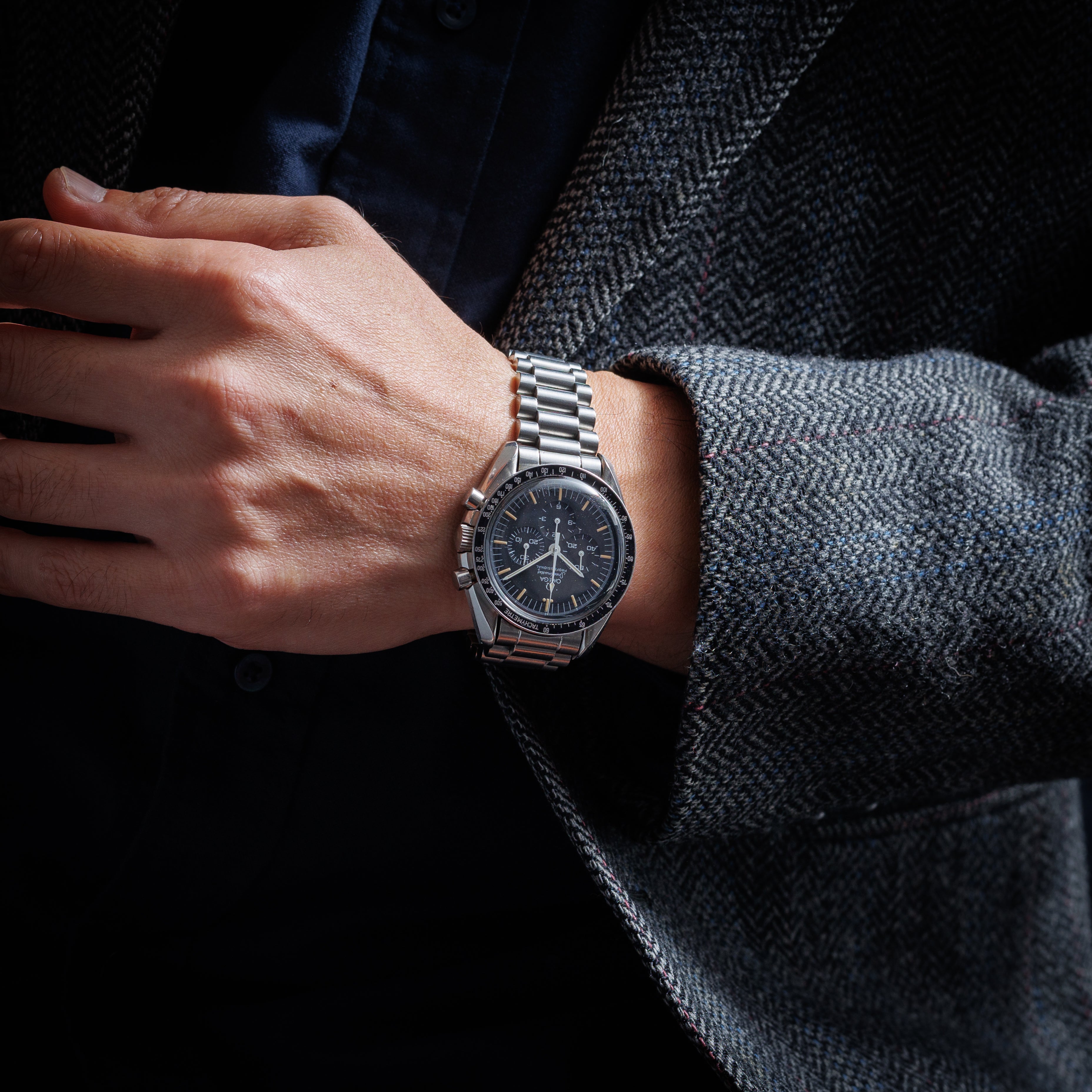 オメガ スピードマスタープロフェッショナル 1990年代製 Ref.ST345.0808 5th 下がりr 箱、ギャラ付き 裏スケルトン