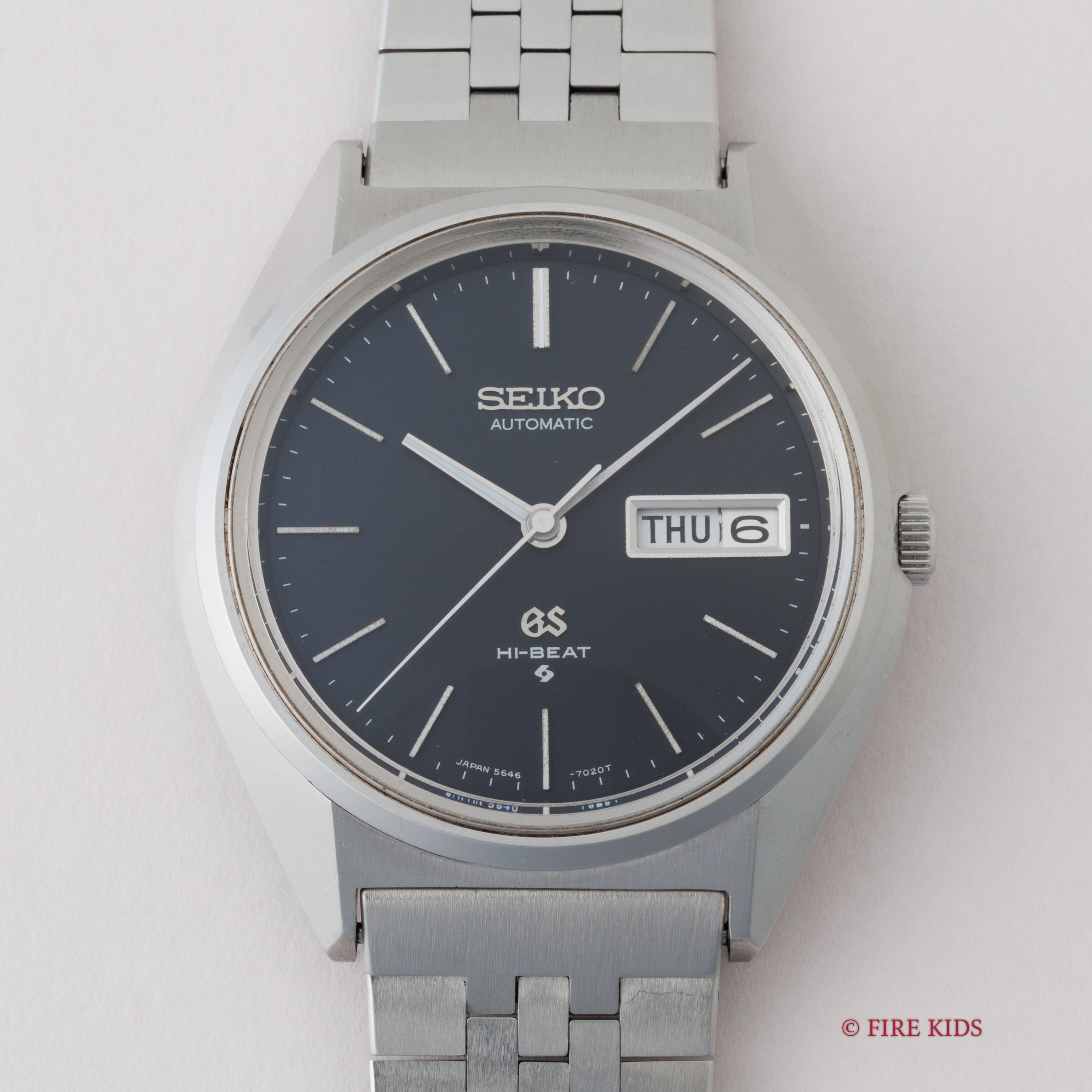 グランドセイコー 1972年製 Ref.5646-7010 56GS デイデイト ダークブルーダイヤル ハイビート自動巻 純正ブレス付き