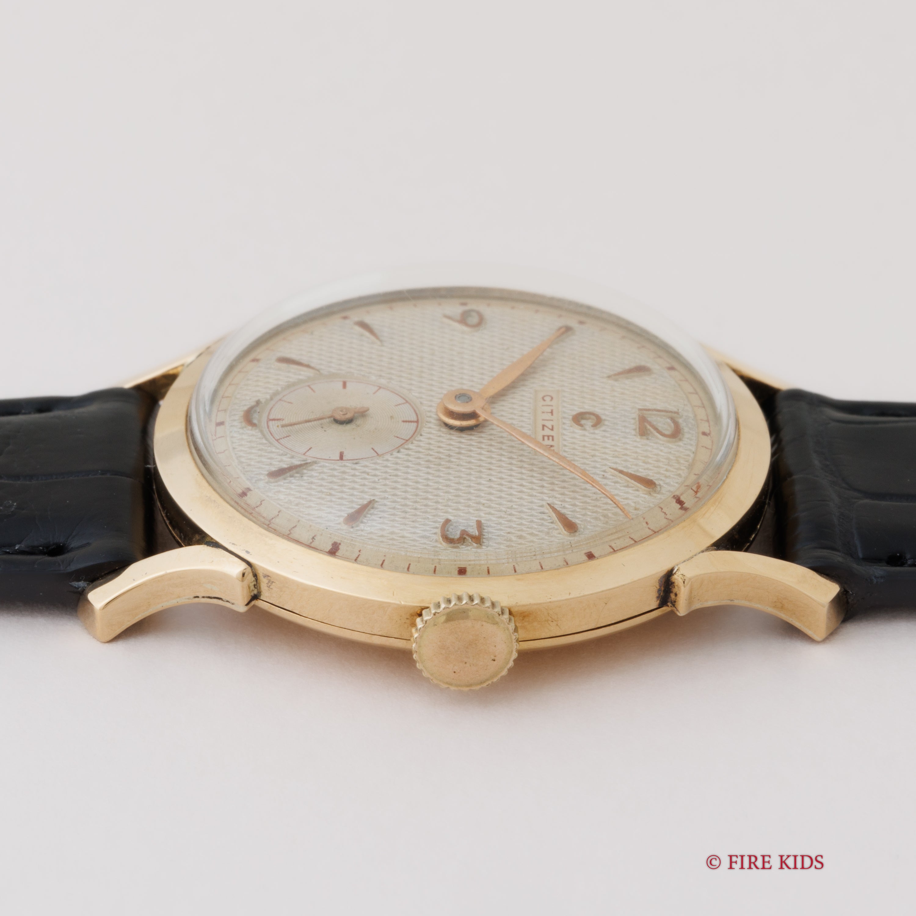 シチズン 18金無垢ケース 1950年代製 ギョウシェ飛びアラビアダイヤル スモールセコンド 手巻