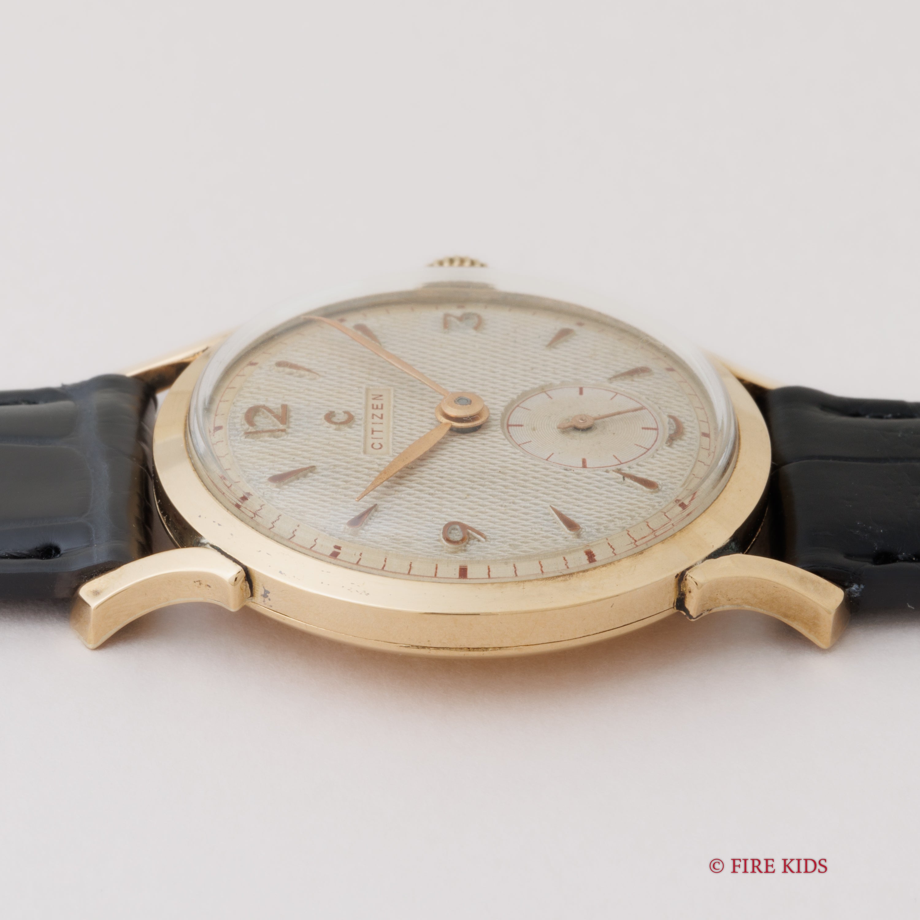 シチズン 18金無垢ケース 1950年代製 ギョウシェ飛びアラビアダイヤル スモールセコンド 手巻