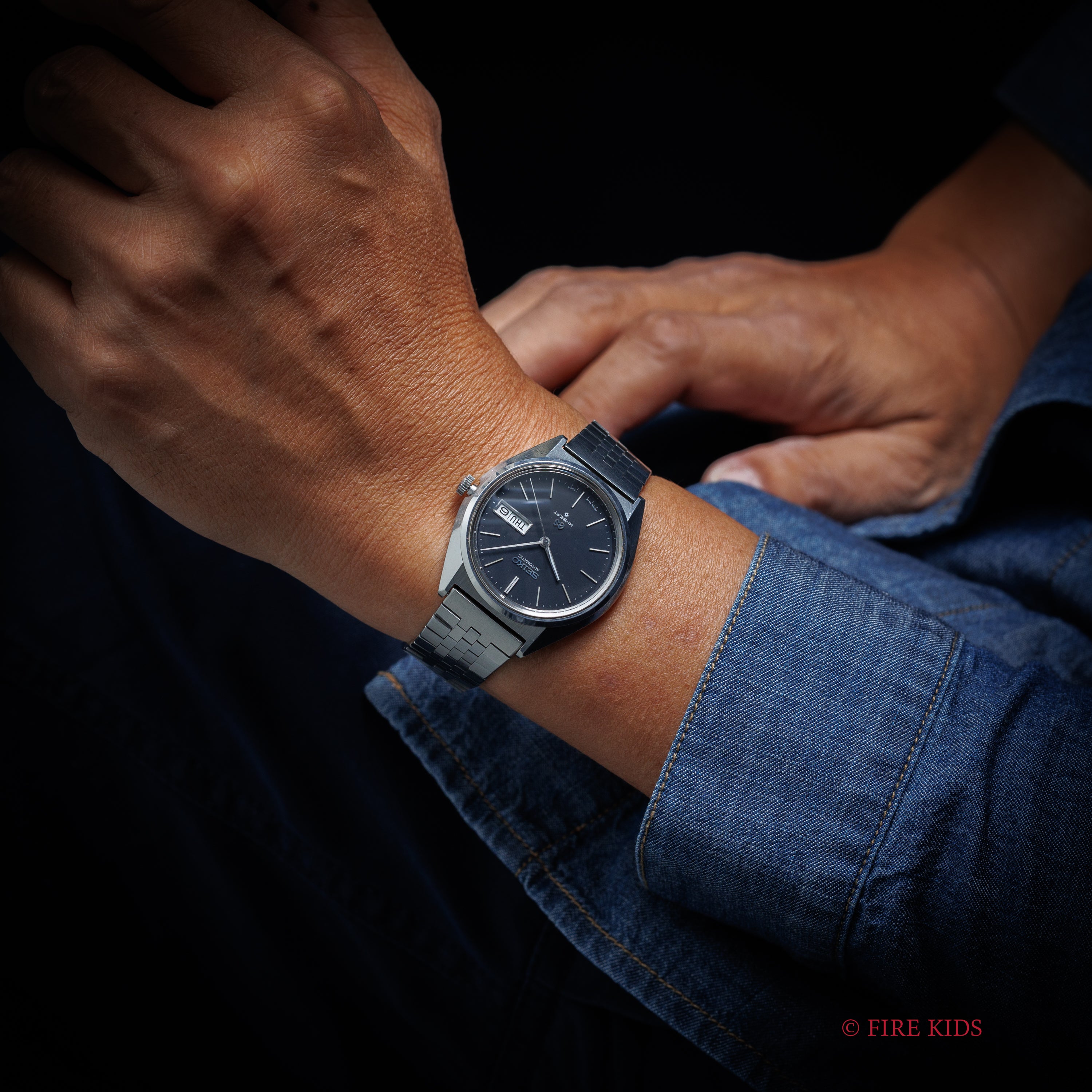 グランドセイコー 1972年製 Ref.5646-7010 56GS デイデイト ダークブルーダイヤル ハイビート自動巻 純正ブレス付き