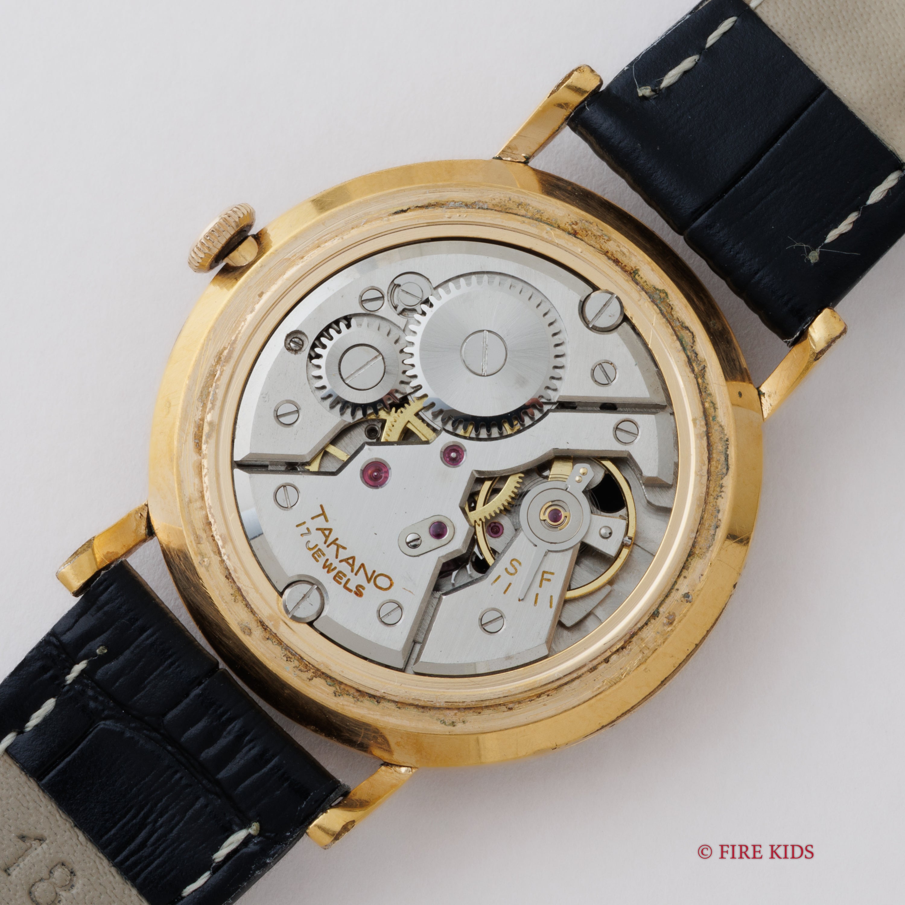 タカノ ブラックダイヤル GPケース 1950年代製 17石 手巻 Ref.14022