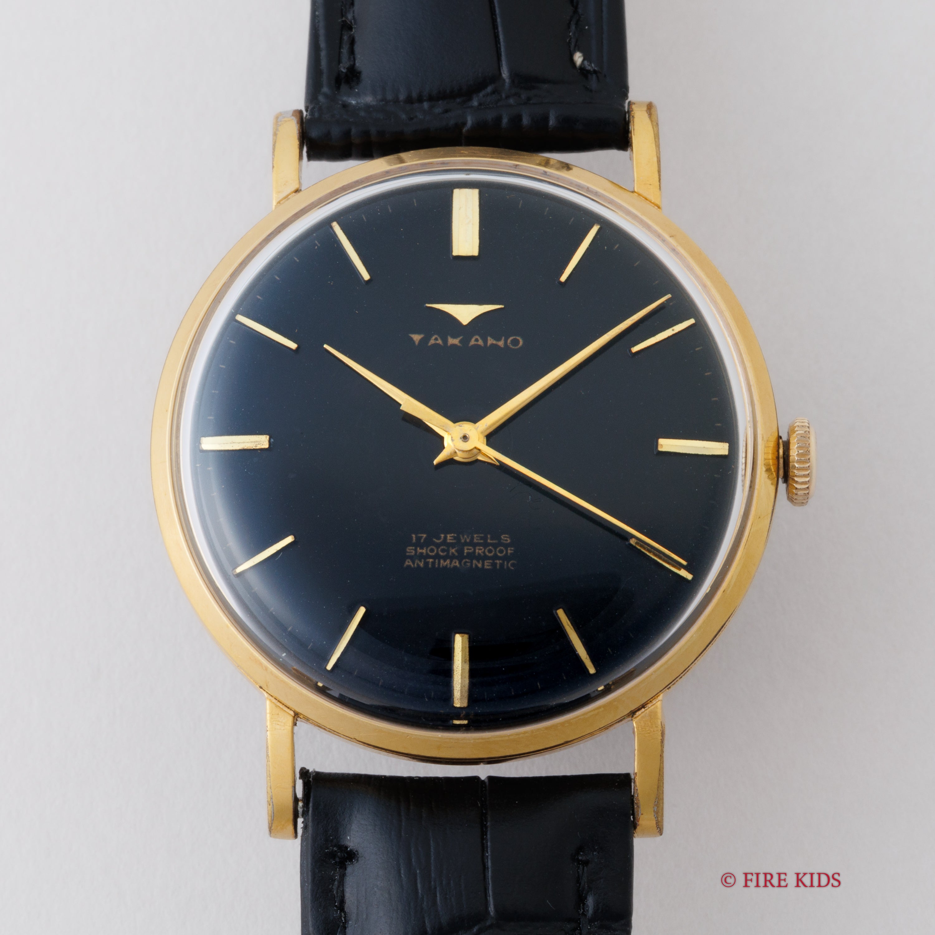 タカノ ブラックダイヤル GPケース 1950年代製 17石 手巻 Ref.14022