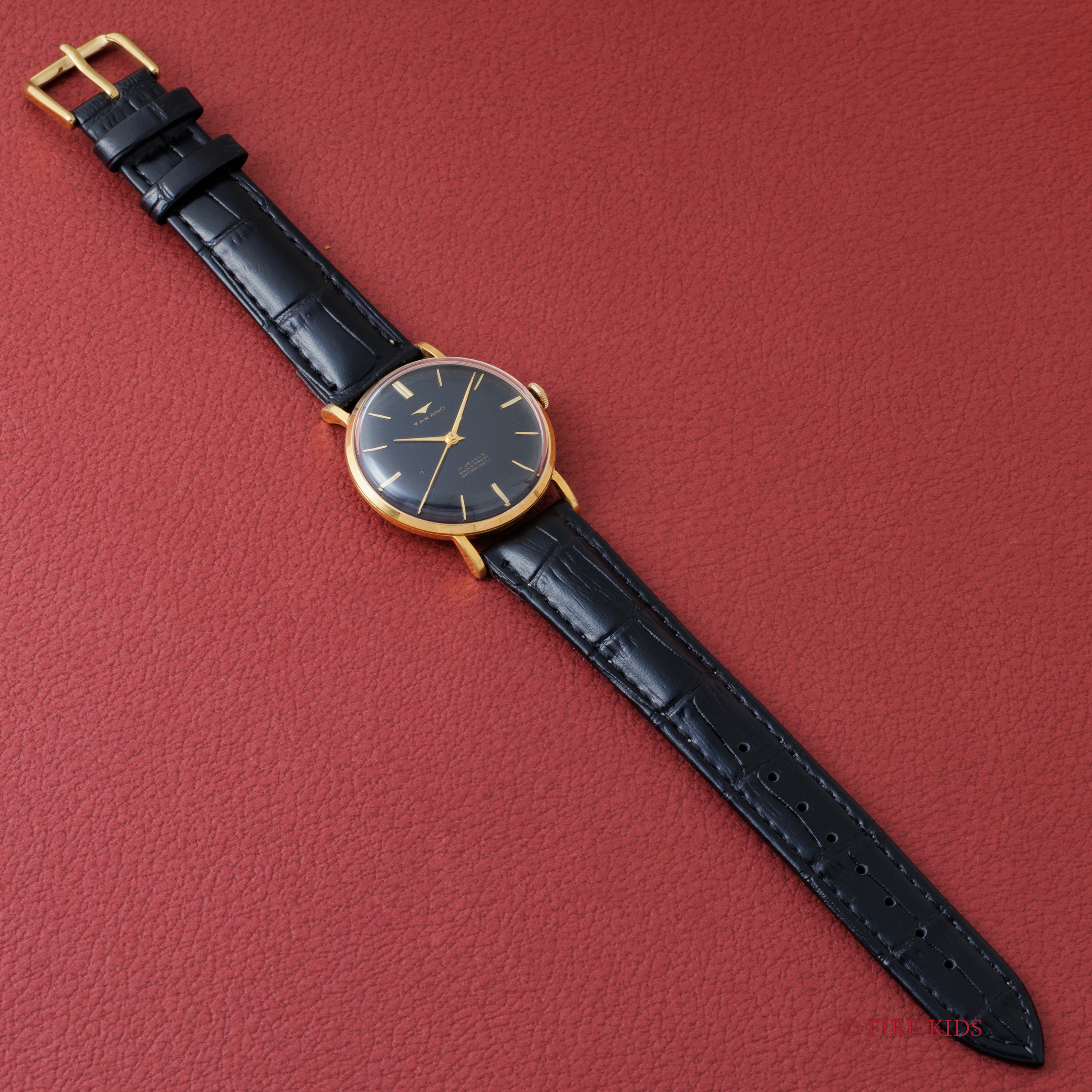 タカノ ブラックダイヤル GPケース 1950年代製 17石 手巻 Ref.14022