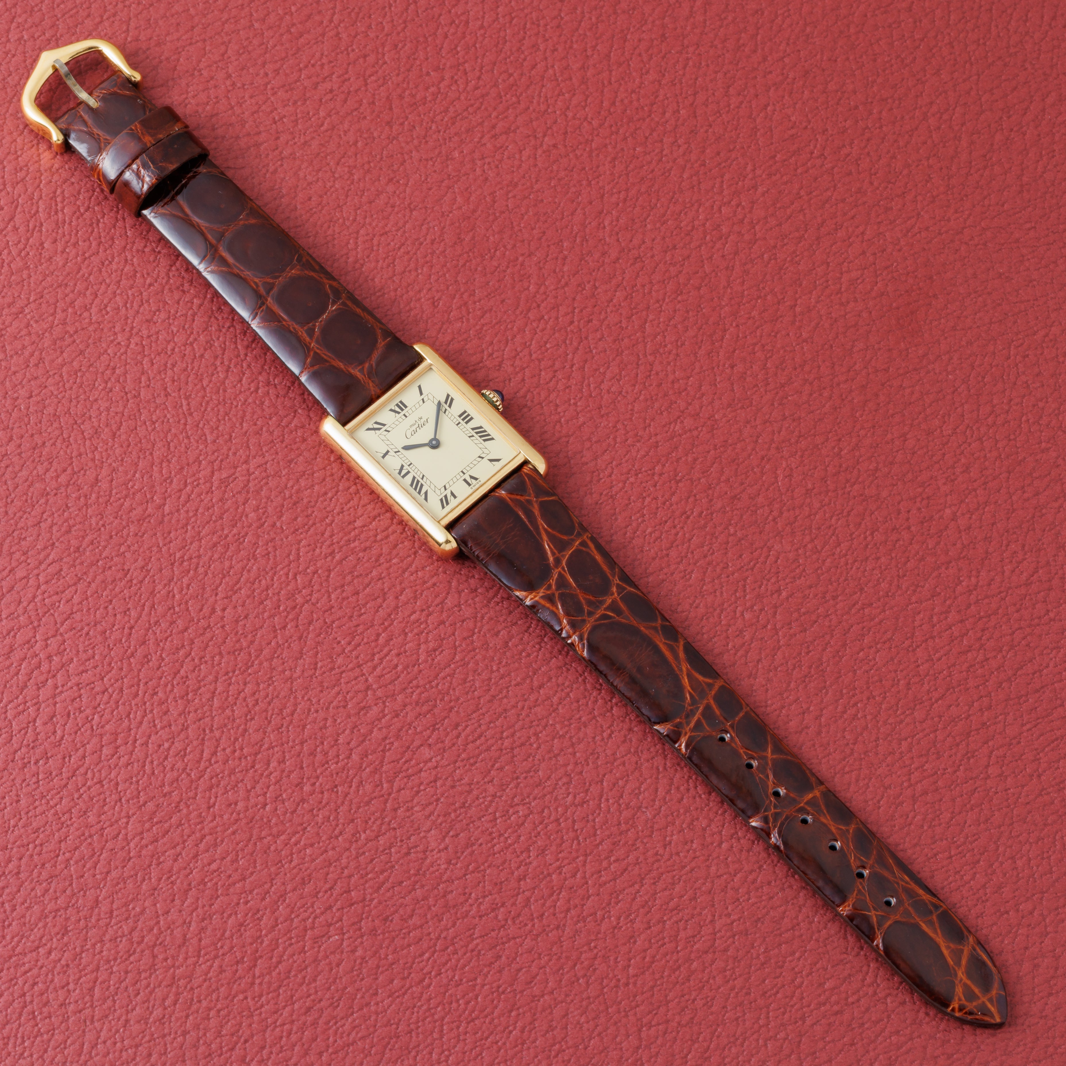 カルティエ マストタンク LM アイボリー ローマン 手巻き 1980年代製 純正尾錠付き