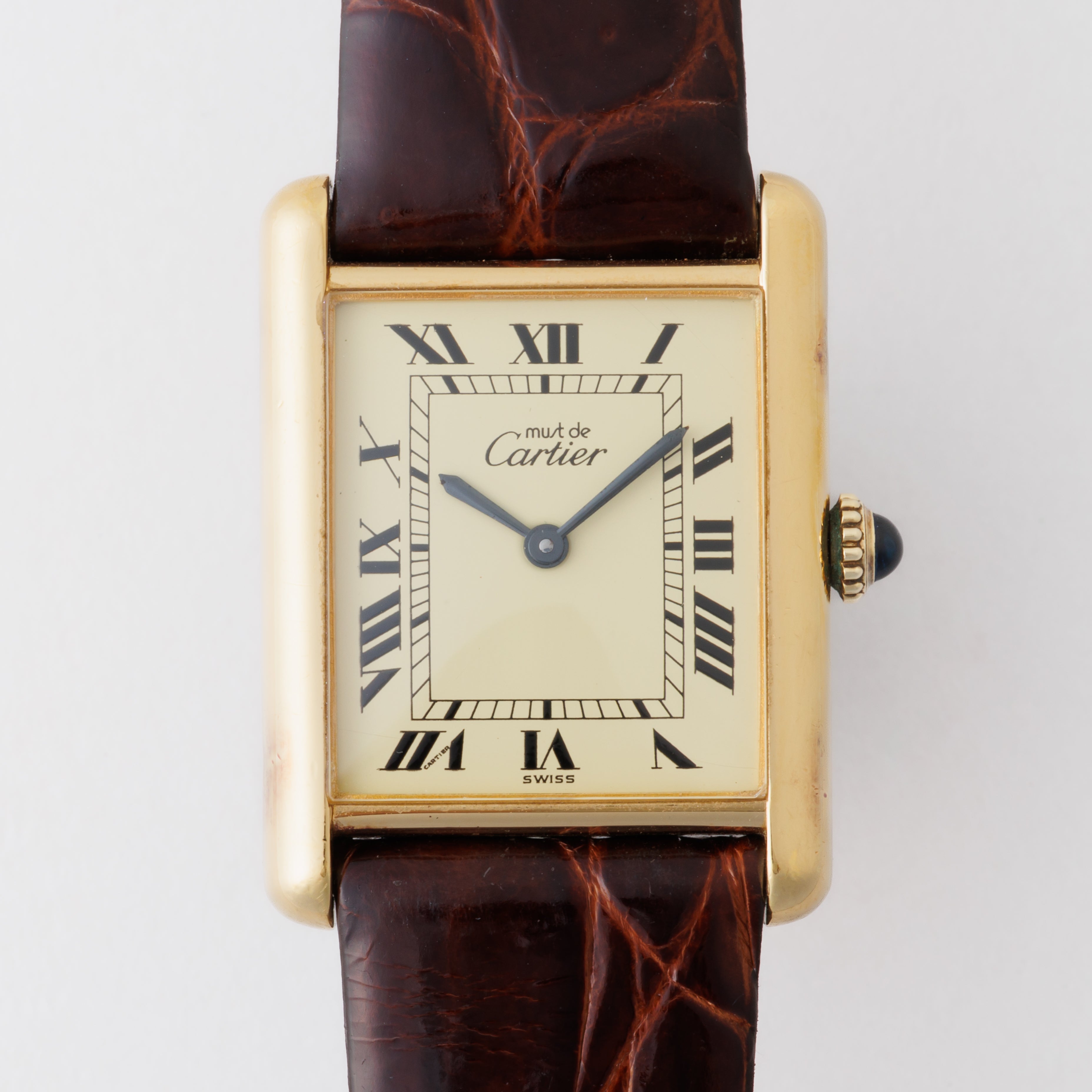 カルティエ マストタンク LM アイボリー ローマン 手巻き 1980年代製 純正尾錠付き