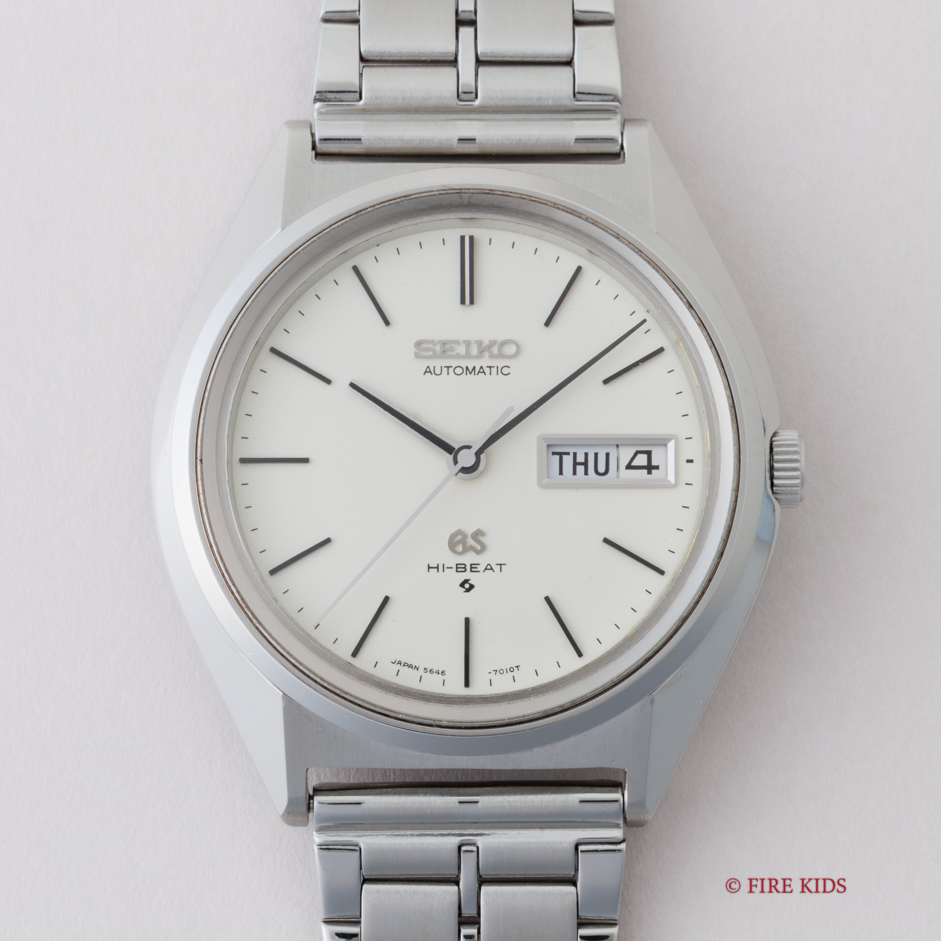 グランドセイコー 1971年製 Ref.5646 -7010 56GS デイデイト ハイビート自動巻き アイボリー ダイヤル 社外ブレス