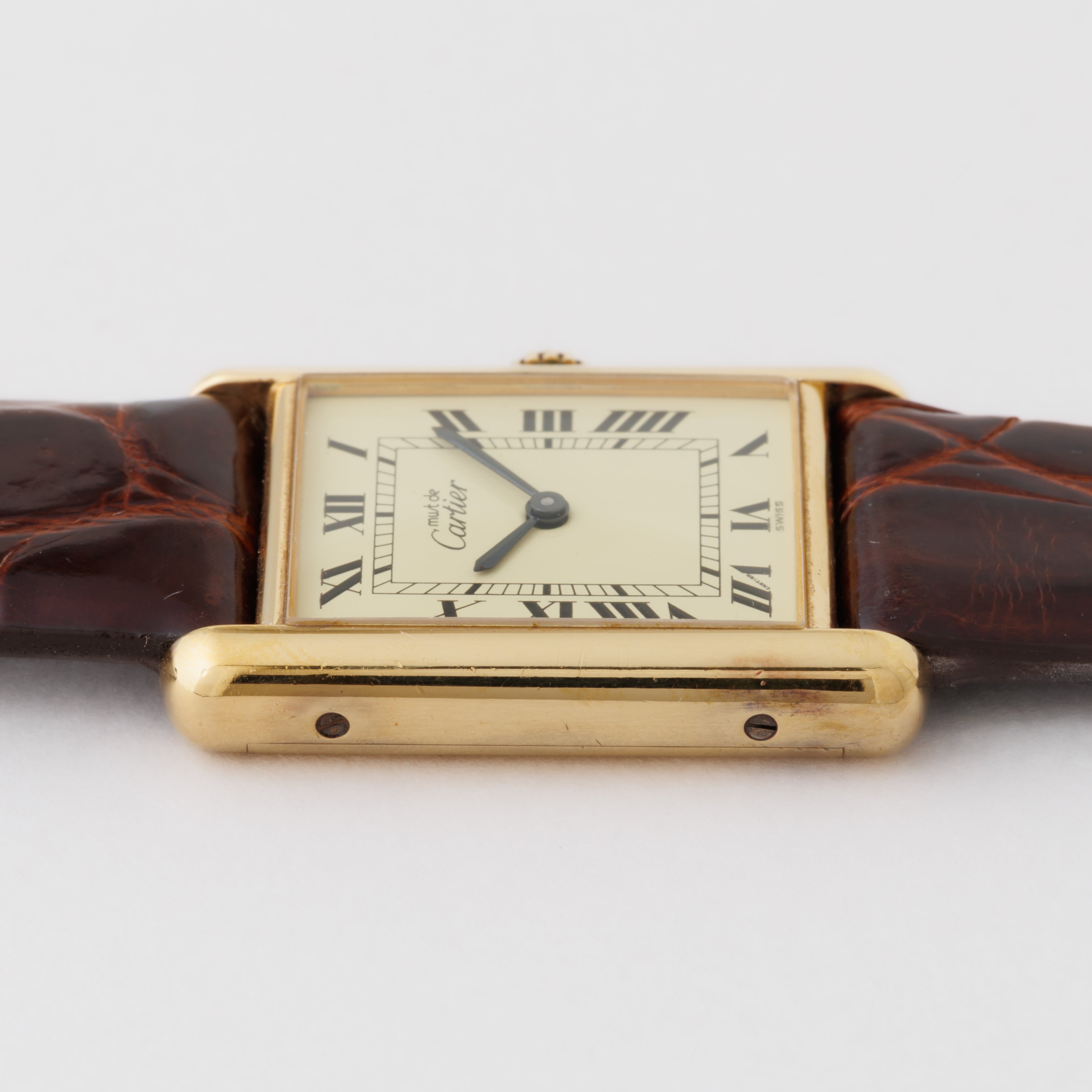 カルティエ マストタンク LM アイボリー ローマン 手巻き 1980年代製 純正尾錠付き