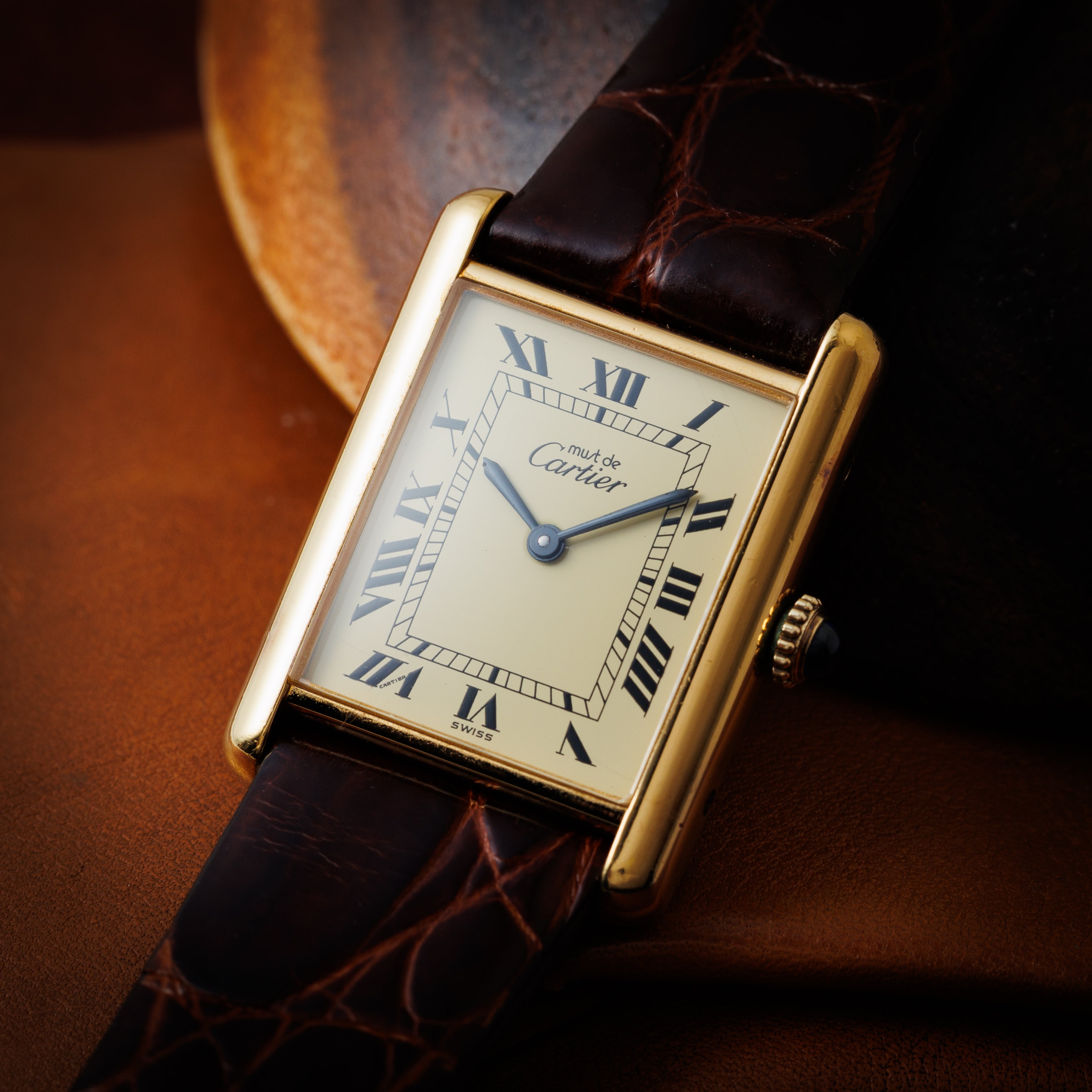 カルティエ マストタンク LM アイボリー ローマン 手巻き 1980年代製 純正尾錠付き