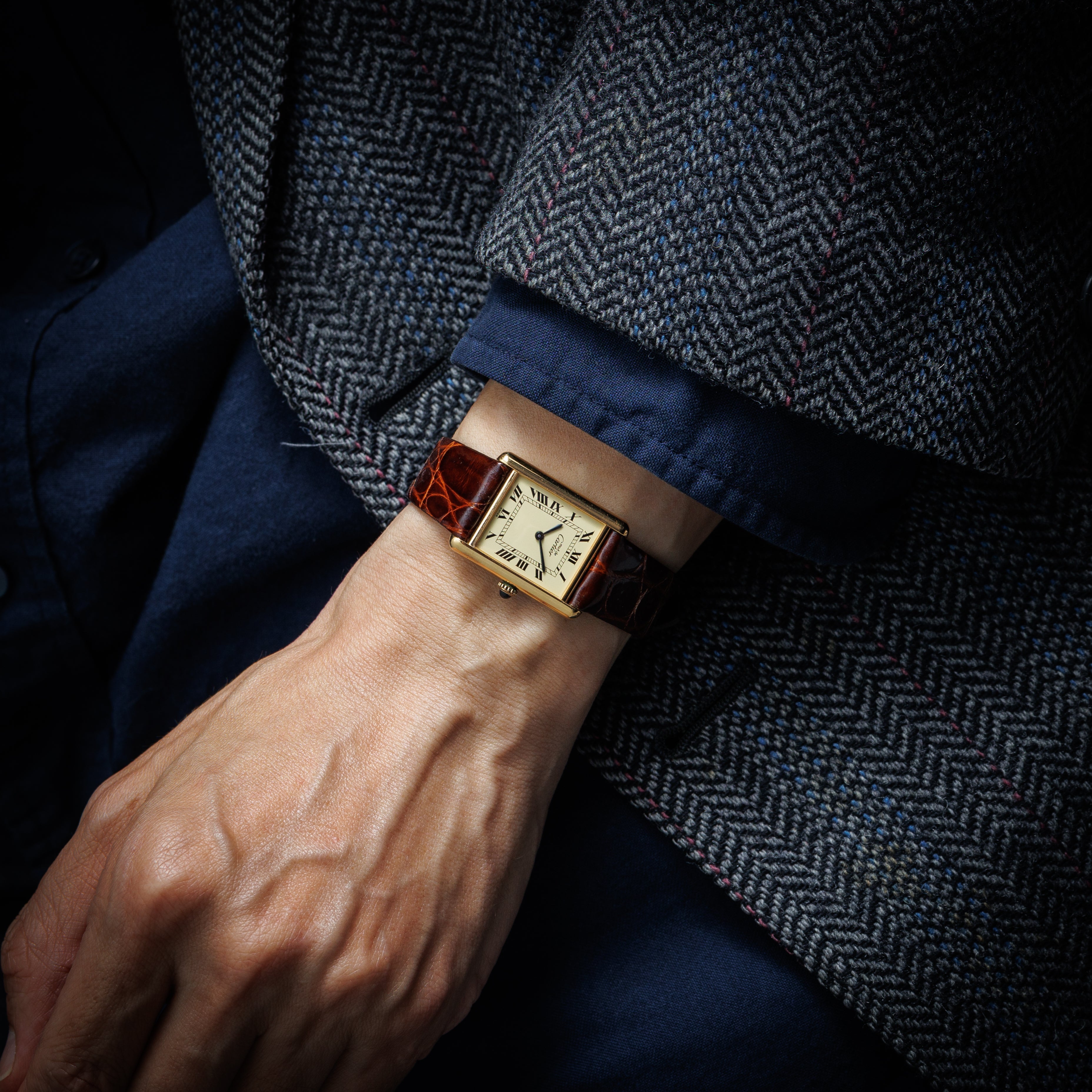 カルティエ マストタンク LM アイボリー ローマン 手巻き 1980年代製 純正尾錠付き