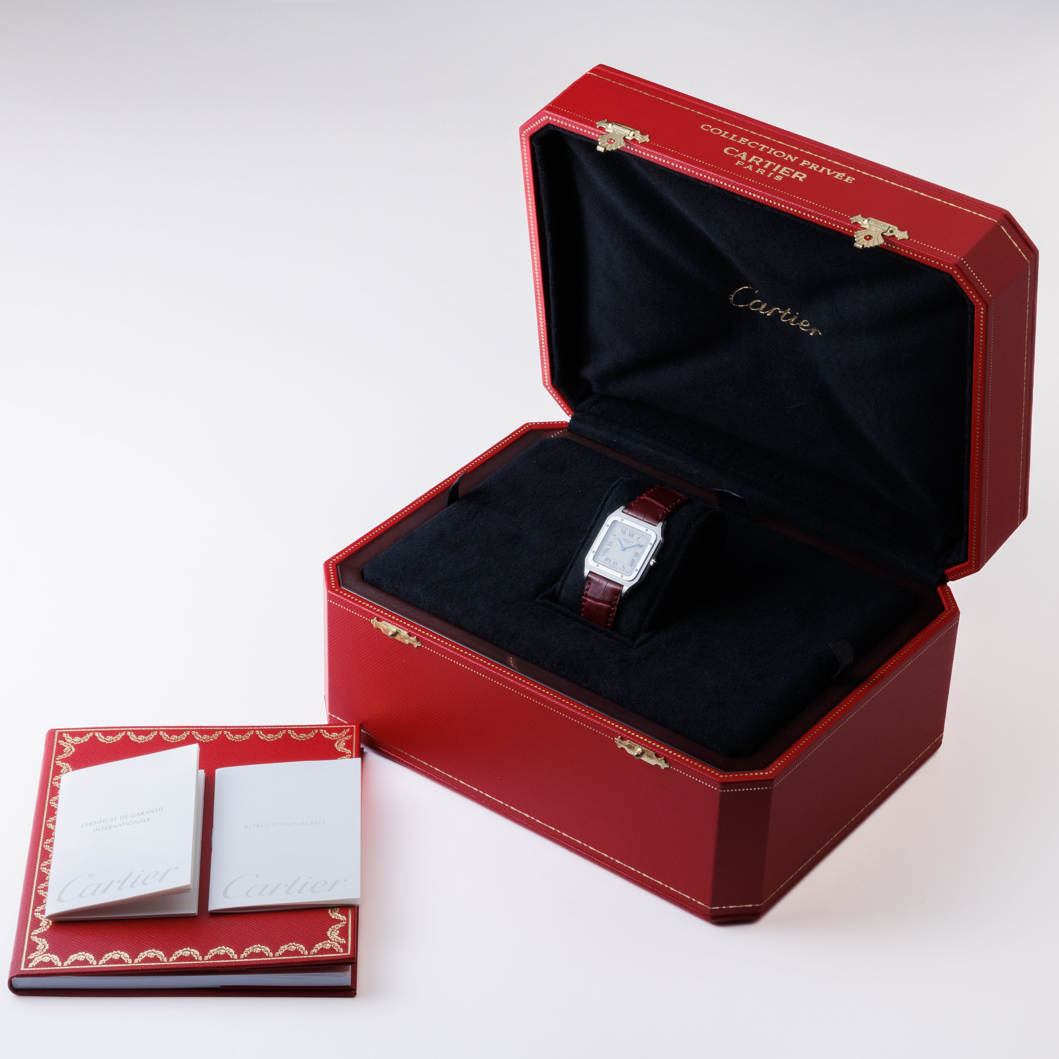 カルティエ サントス デュモン 2000年製 Ref.W1528251 CPCP エクストラフラット プラチナケース 箱、ギャラ付き