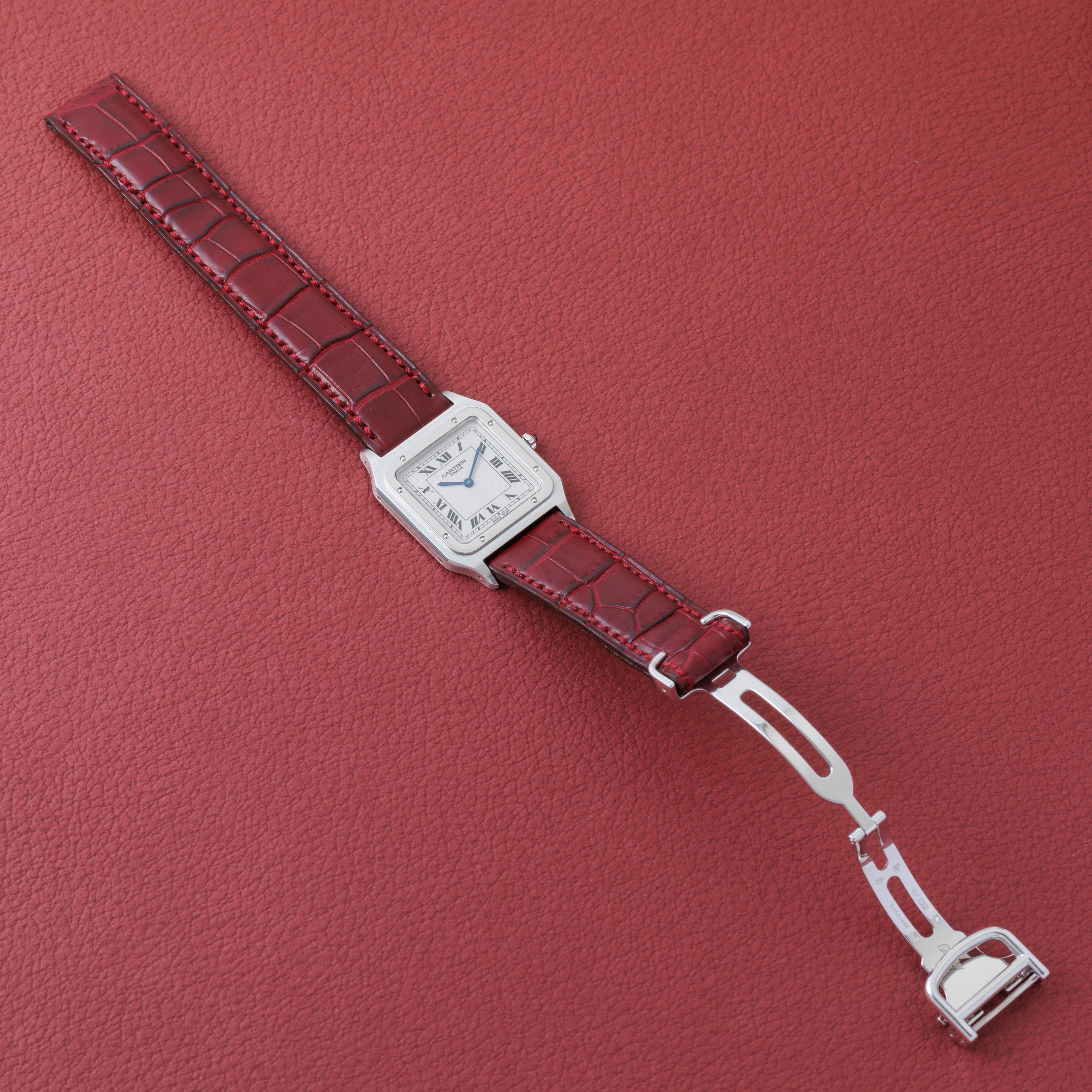 カルティエ サントス デュモン 2000年製 Ref.W1528251 CPCP エクストラフラット プラチナケース 箱、ギャラ付き