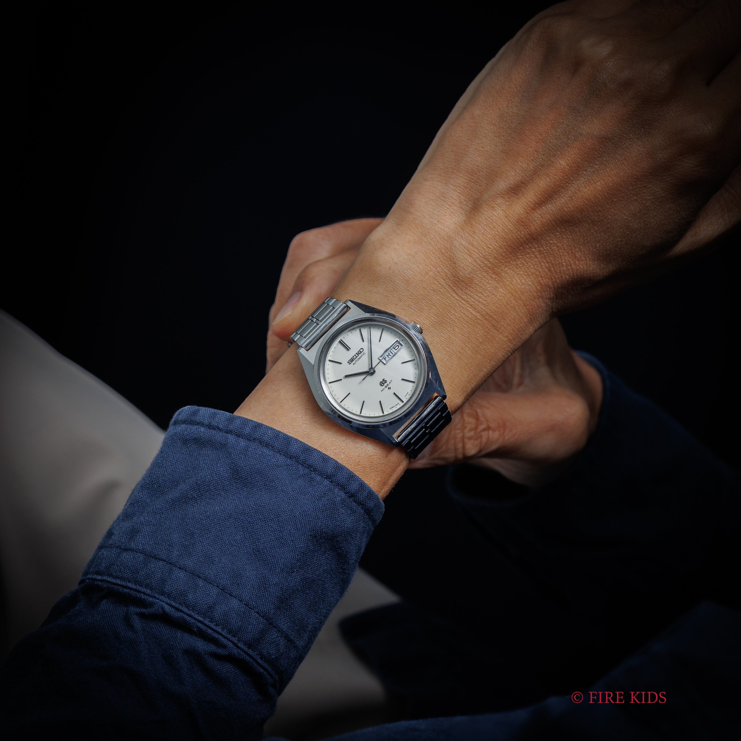 グランドセイコー 1971年製 Ref.5646 -7010 56GS デイデイト ハイビート自動巻き アイボリー ダイヤル 社外ブレス