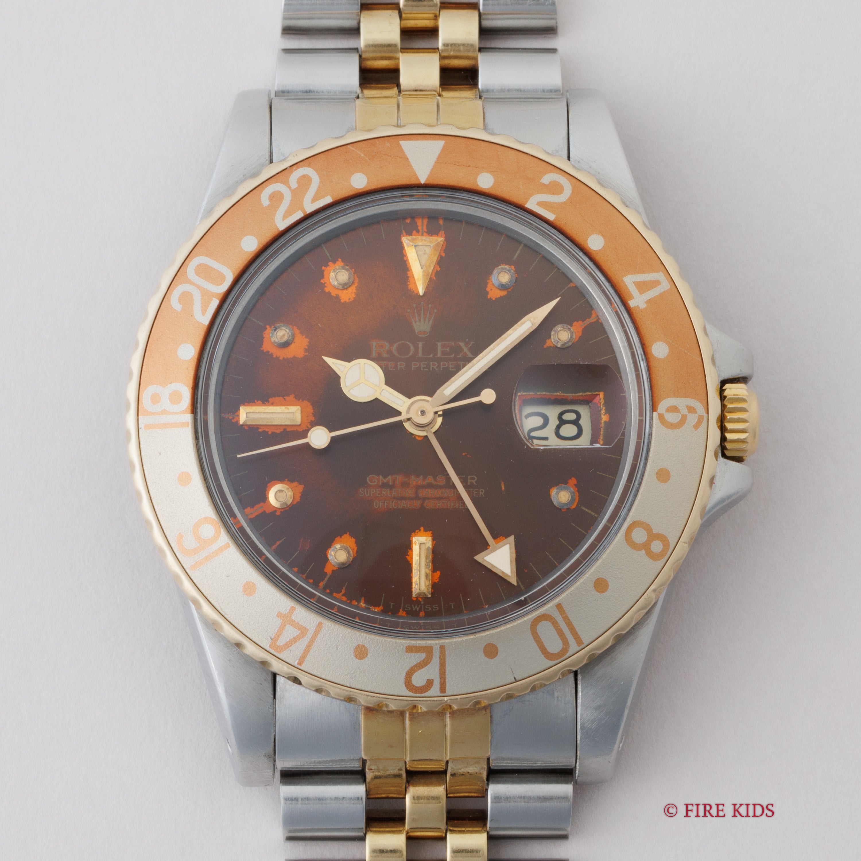 ロレックス 1981年製 GMTマスター コンビ 茶ツボ パティーナダイヤル Ref.16753 ルートビア 純正コンビジュビリーブレス ギャラ付