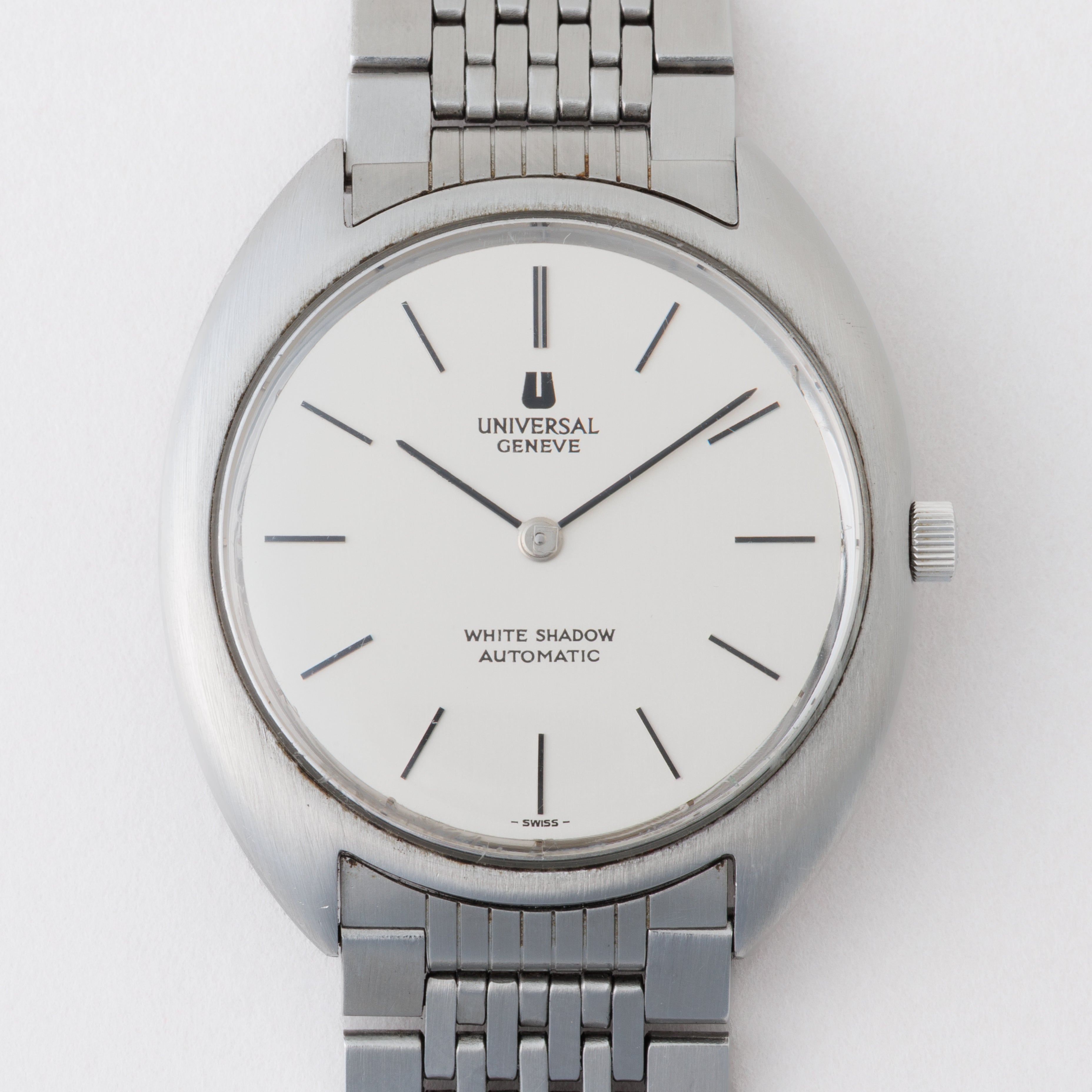 ユニバーサル・ジュネーブ ホワイトシャドウ 1970年代製 マイクローター自動巻き 純正ブレス